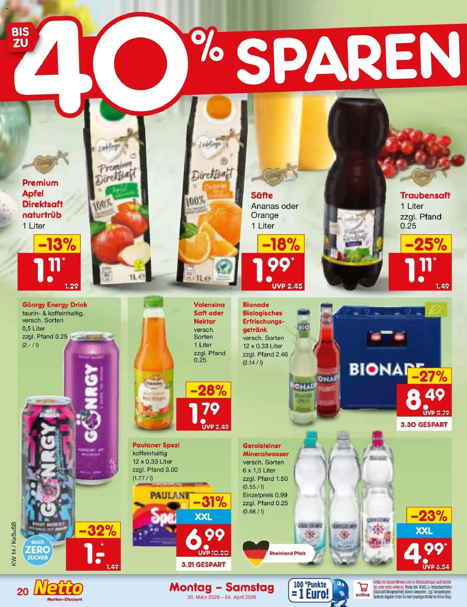 Netto Marken-Discount Prospekt Kruft	 – gültig ab 30.03.2026 | Seite: 24 | Produkte: Ananas, Zucker, Saft, Paulaner
