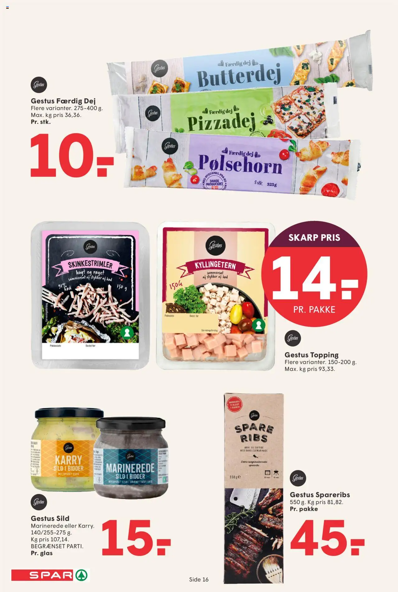Spar tilbudsavis – gyldig fra 19.09.2025 | Side: 16 | Produkter: Butterdej, Ribs, Mel, Sild