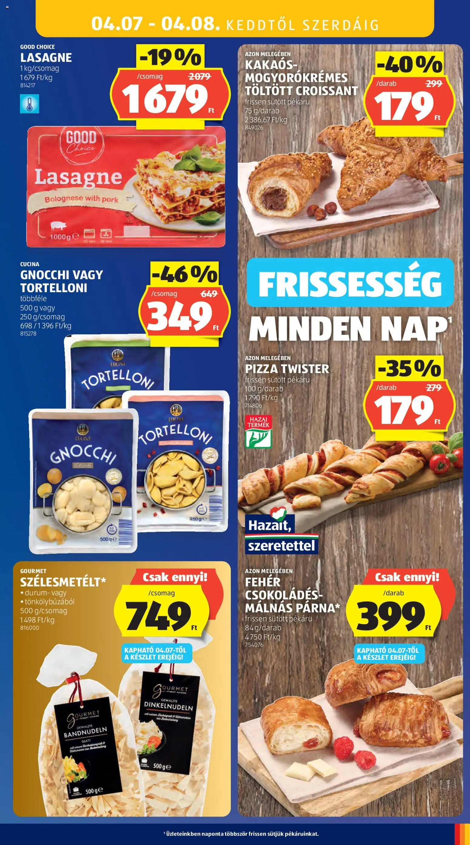 Aldi akciós ujság - amely érvényes a következő dátumtól: 02.04.2026 | Oldal: 41 | Termékek: Croissant, Pizza, Gnocchi, Lasagne