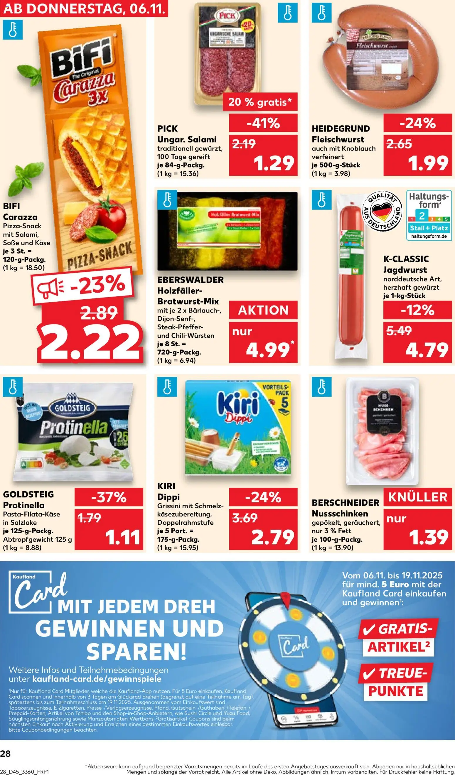 Kaufland prospekt Frankfurt (Oder)	 – gültig ab 06.11.2025 | Seite: 28 | Produkte: Käse, Bifi, Bratwurst, Soße