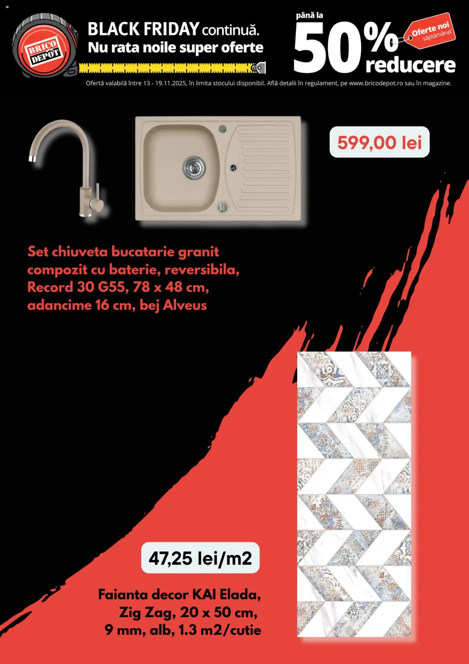 Noul catalog Brico Depot – valabil de la 13.11.2025 | Pagină: 3 | Produse: Faianță, Bucătărie, Chiuvetă, Rață