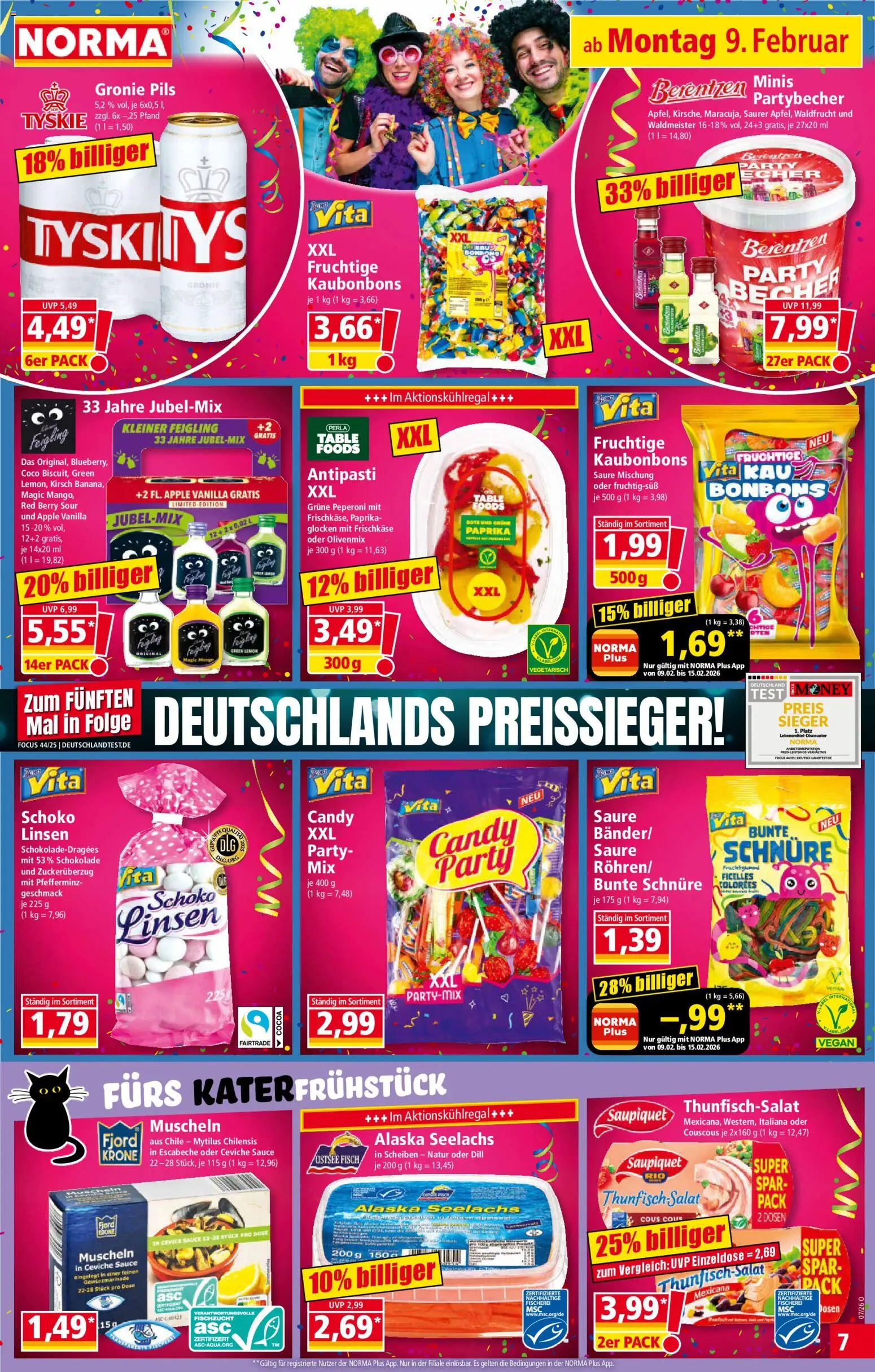Norma Prospekt 	 – gültig ab 09.02.2026 | Seite: 7 | Produkte: Tyskie, Schokolade, Dill, Frischkase