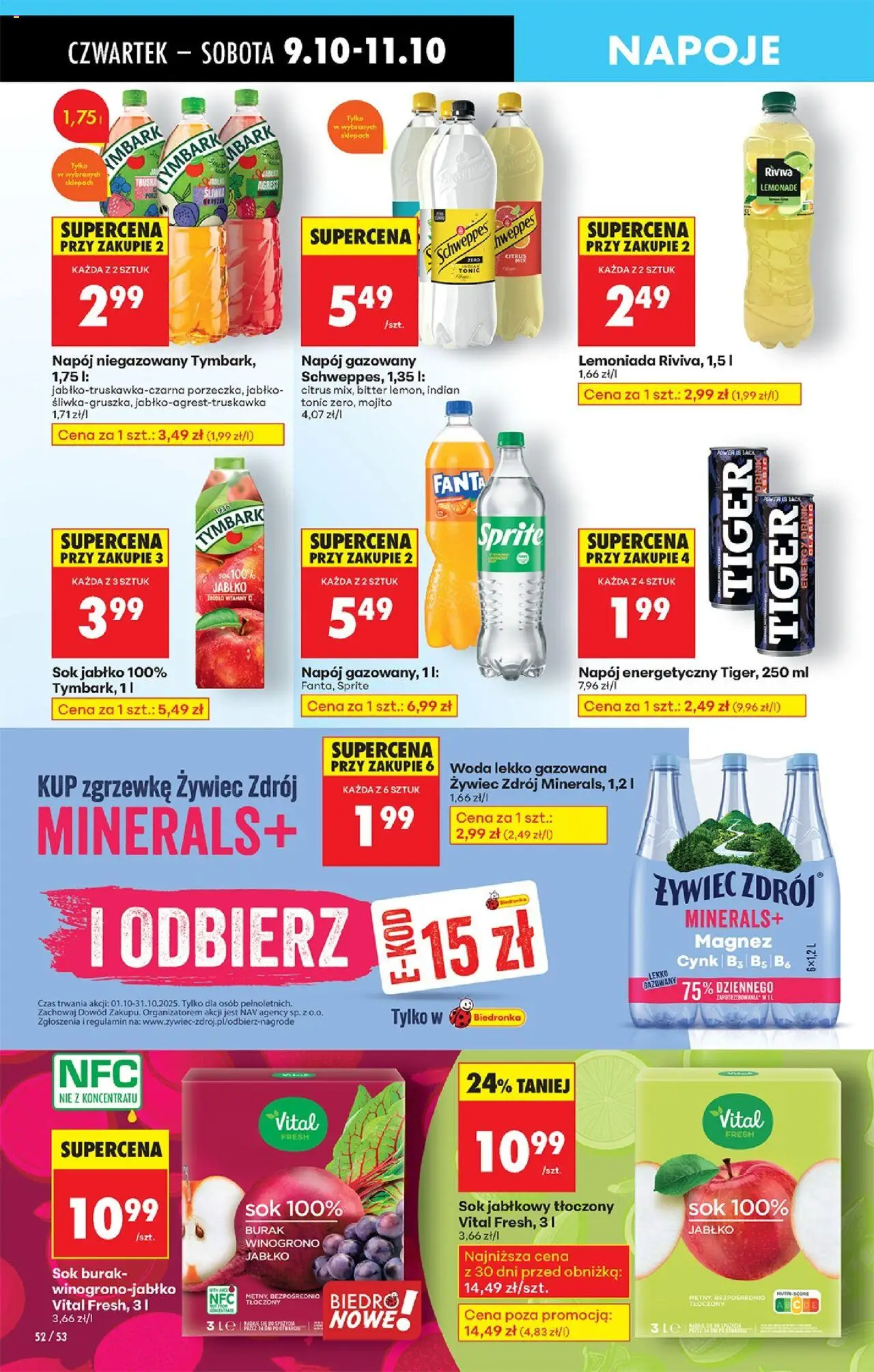 Biedronka gazetka - Oferta w tym tygodniu od 09.10.2025 | Strona: 66 | Produkty: Sok jabłkowy, Napoje, Sok, Woda