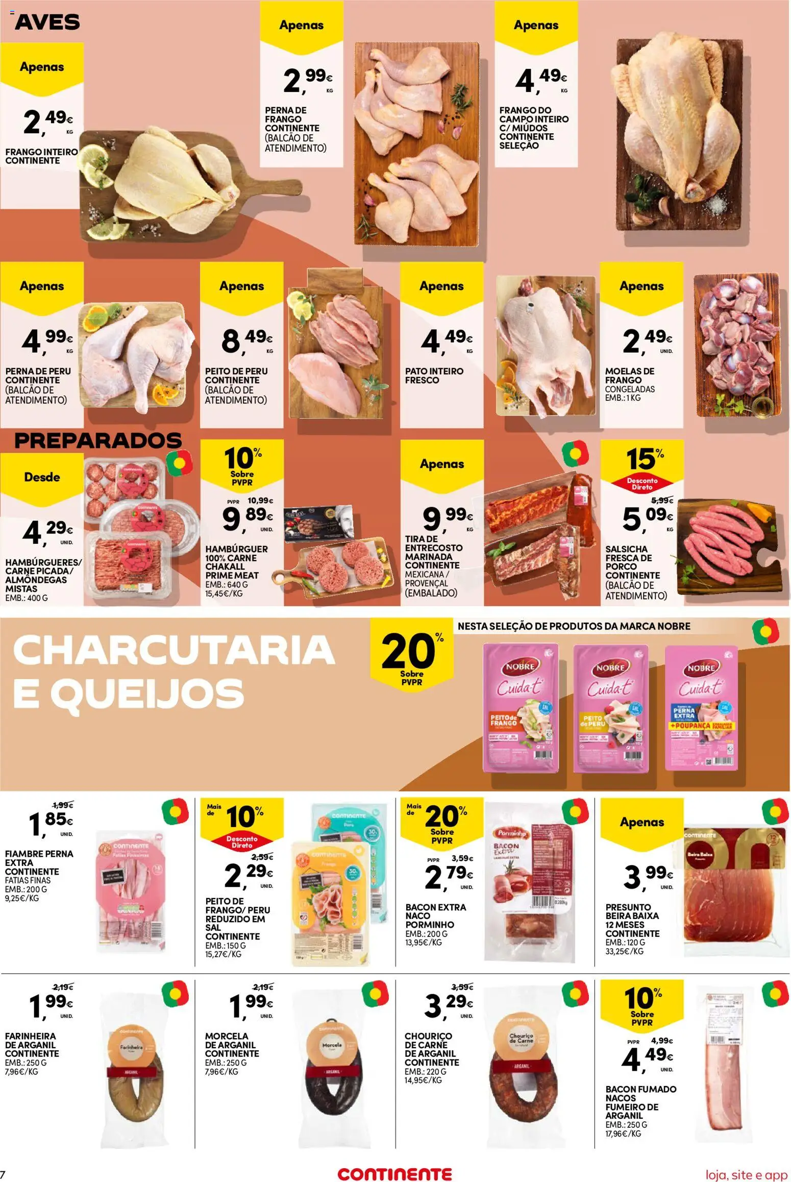Continente Semanal Continente Bom Dia │ válido de 21.04.2026 | Página: 7 | Produtos: Peito de peru, Hambúrguer, Presunto, Carne