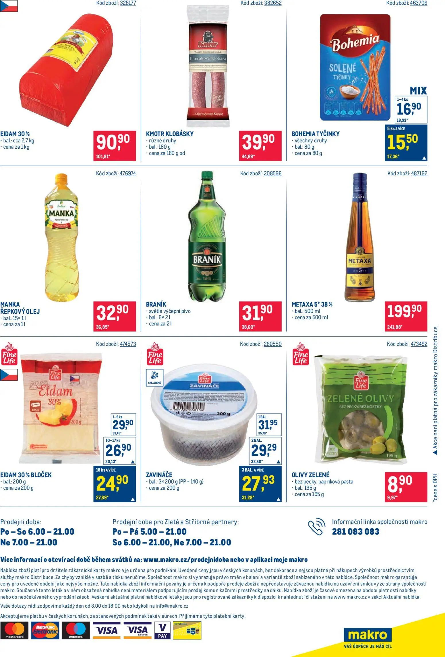 Makro leták - Maloobchod od 17.12.2025 | Strana: 16 | Produkty: Pivo, Eidam, Olivy, Kostky