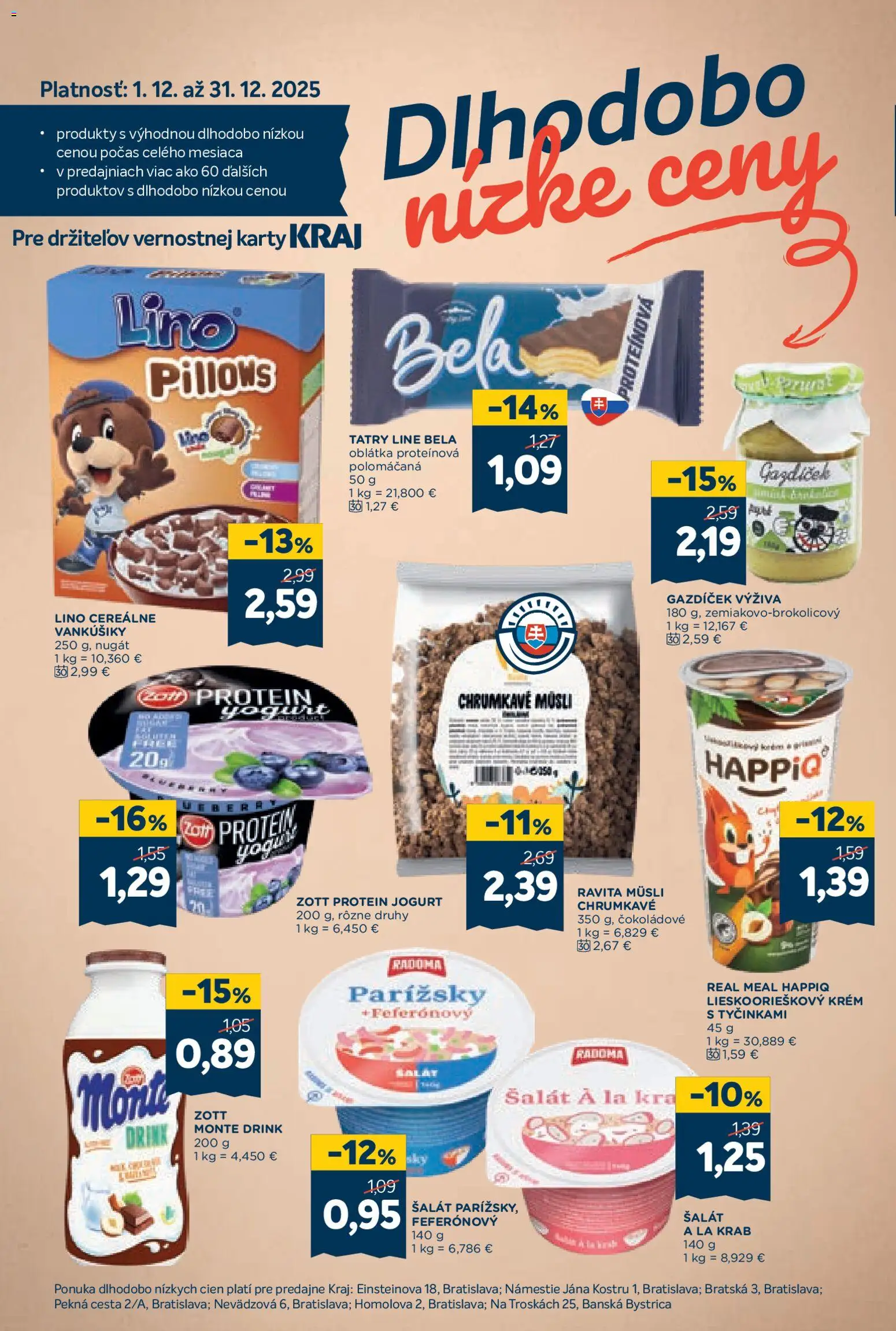 Nové Kraj akcie – leták je platný od 27.11.2025 | Strana: 14 | Produkty: Jogurt, Protein, Krém, Šalát