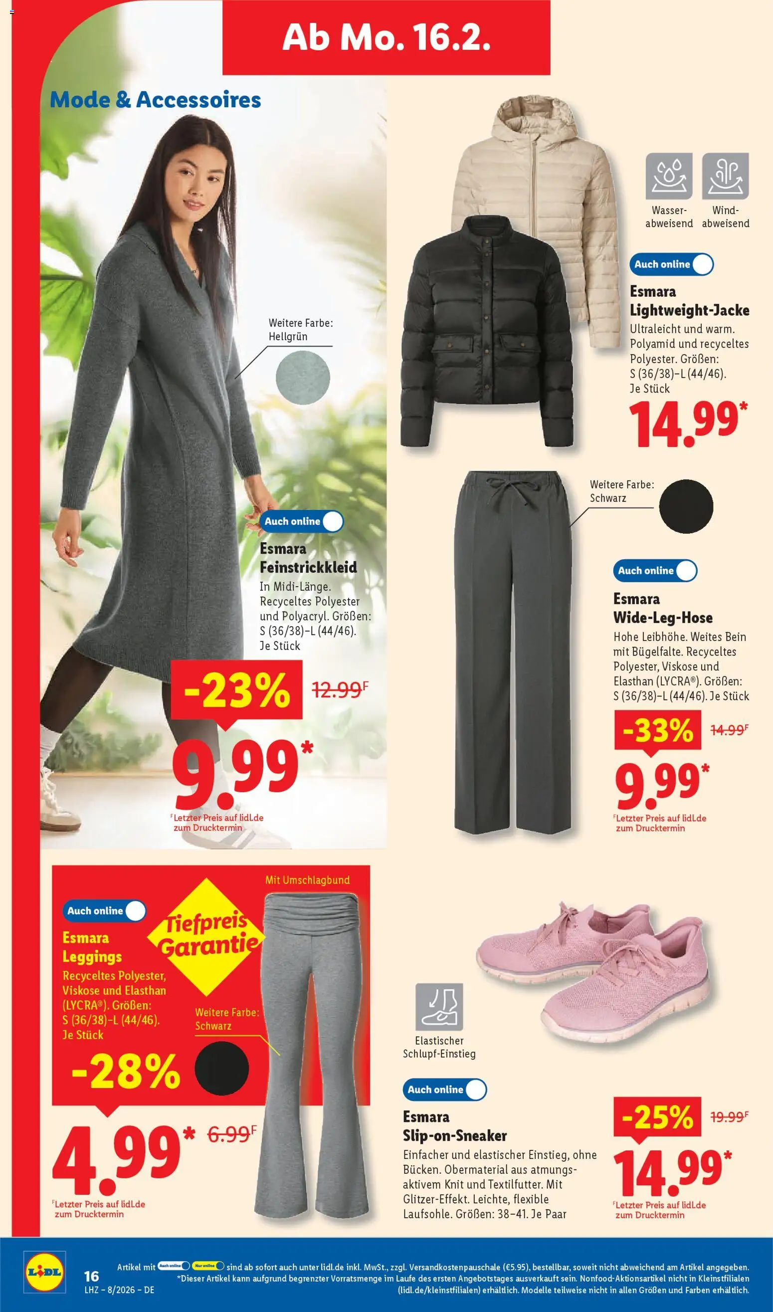 Lidl Prospekt Heppenheim – gültig ab 16.02.2026 | Seite: 36 | Produkte: Wasser, Leggings