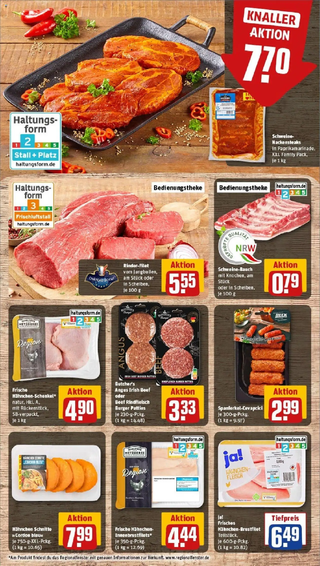 Rewe prospekt Paderborn / Elsen	 - gültig ab dem 08.06.2025 | Seite: 8 | Produkte: Nackensteaks, Rinderfilet, Burger, Fleisch