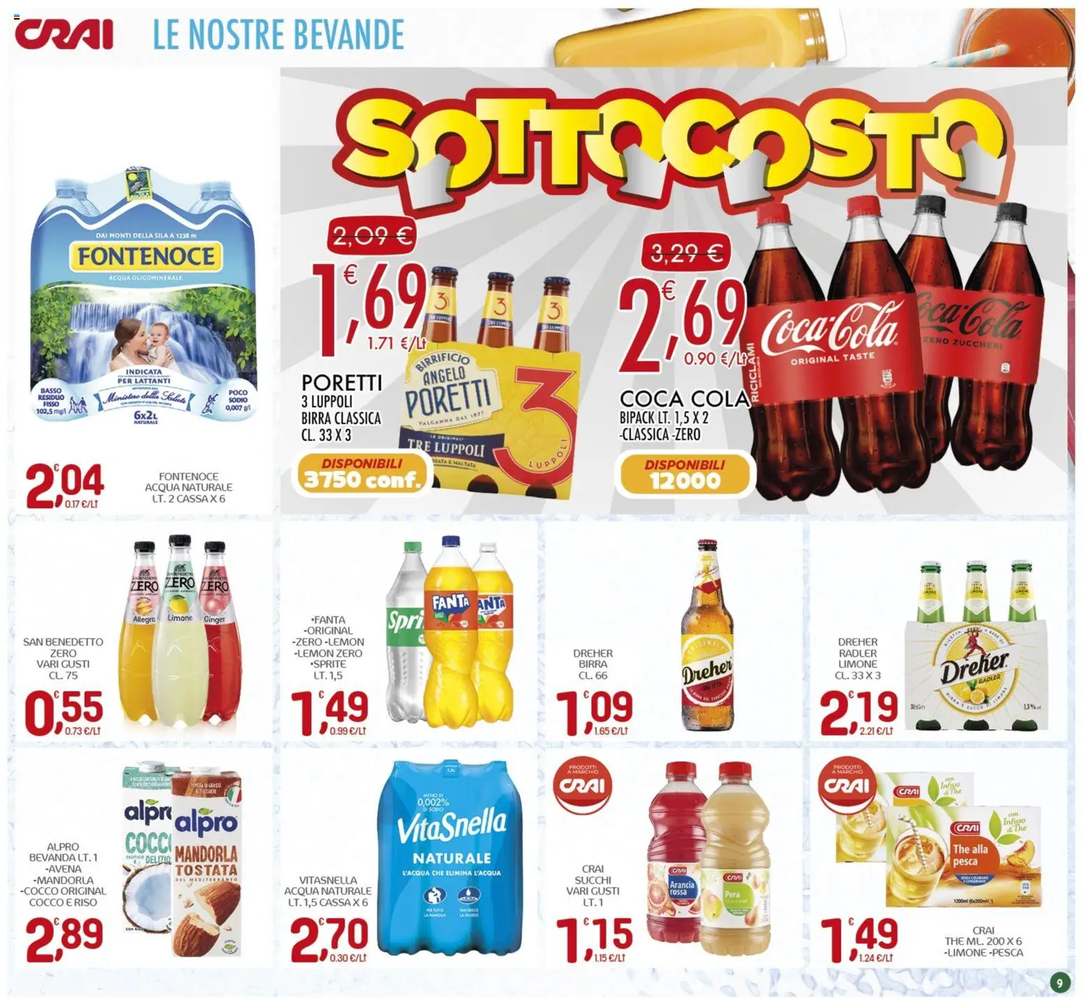 Volantino CRAI del 22.01.2026 | Pagina: 9 | Prodotti: Acqua, Pera, The, Fanta