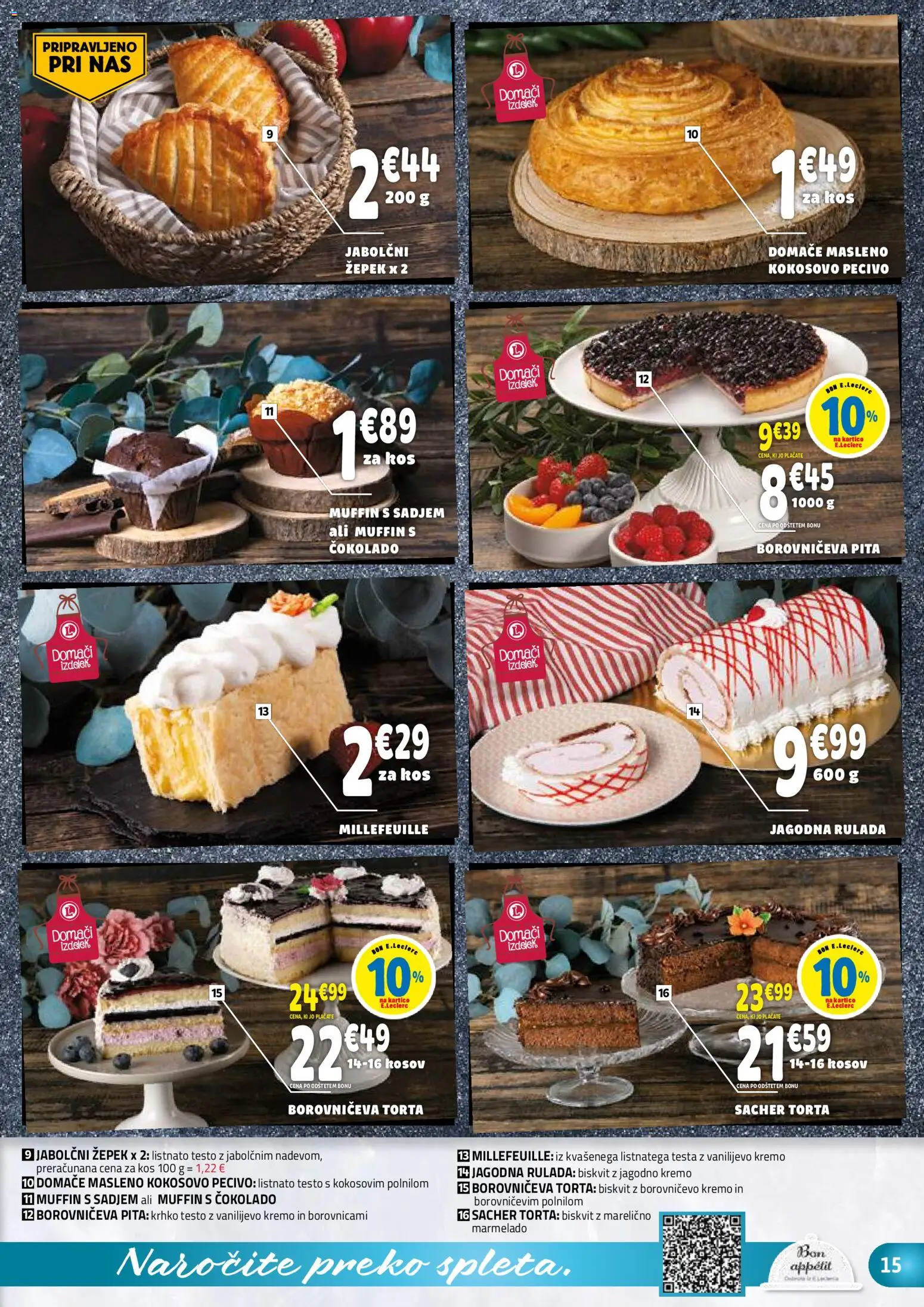 Novi E.leclerc katalog ponudbe – veljaven od 26.11.2025 | Stran: 15 | Izdelki: Pita, Torta, Kos