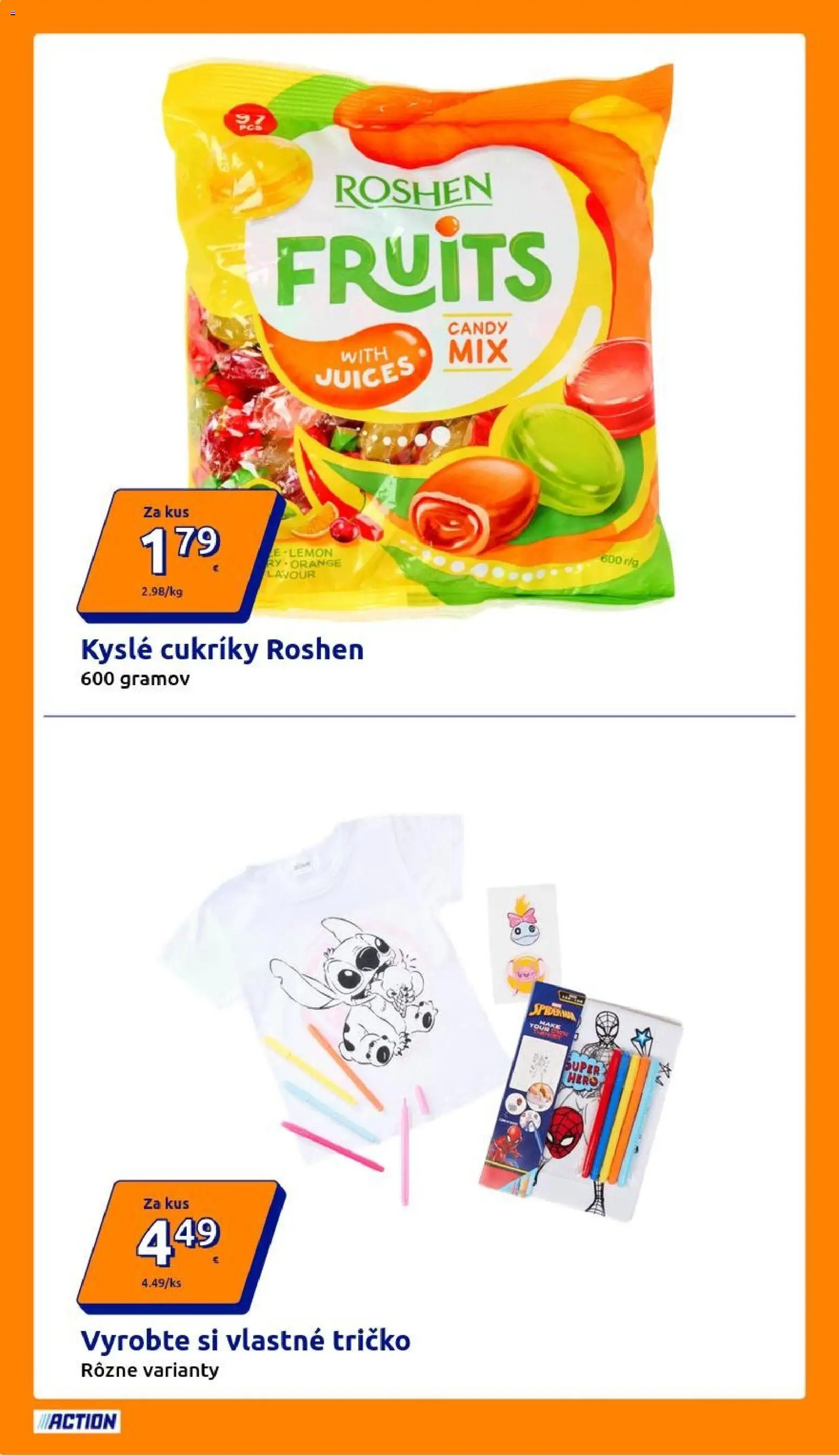 Nové Action akcie – leták je platný od 08.04.2026 | Strana: 6 | Produkty: Tričko, Cukríky