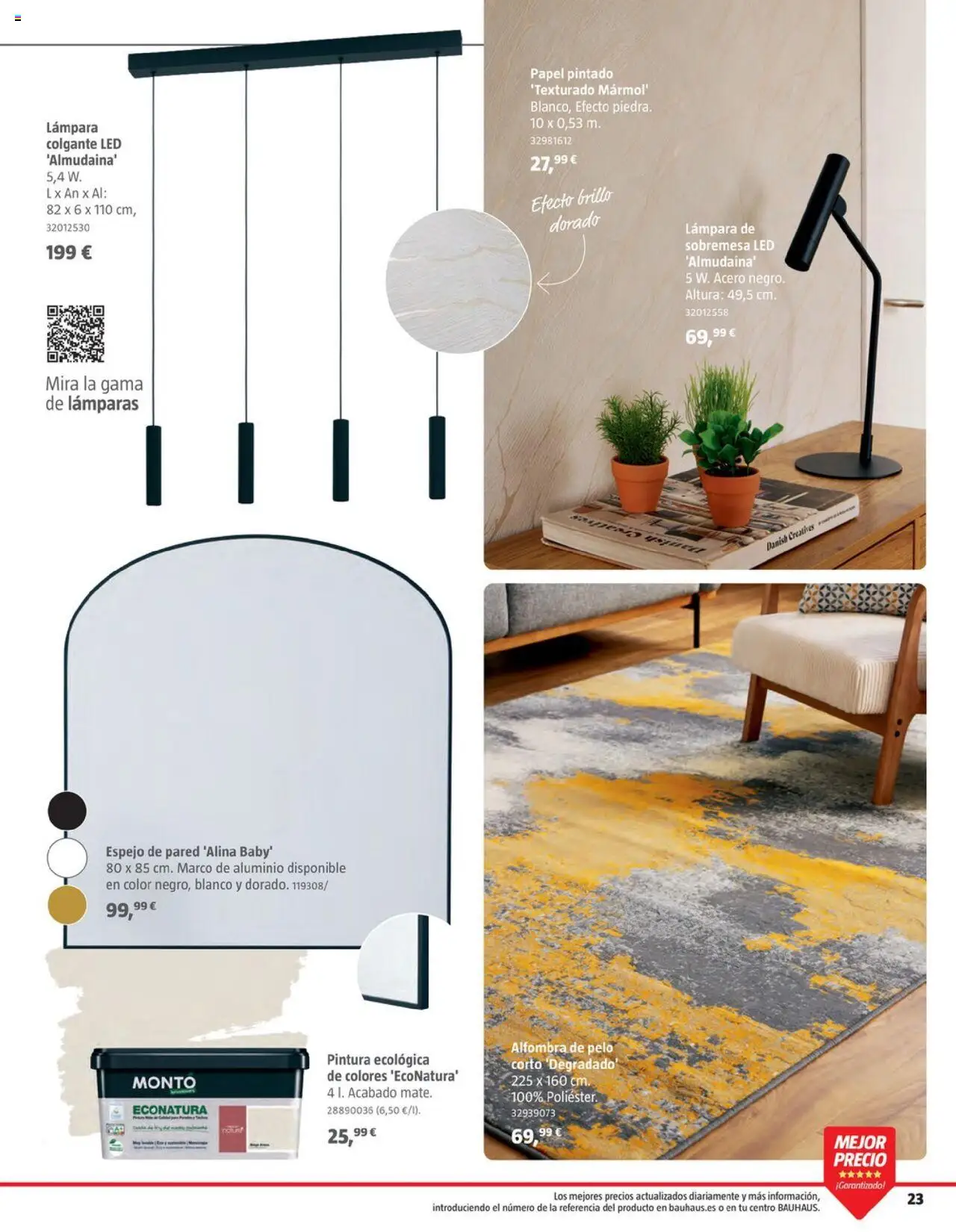 Bauhaus - Decoracion │ válido desde el 16.10.2025 | Página: 23 | Productos: Απορρυπαντικό ρούχων σε σκόνη, Espejo, Alfombra, Lámpara