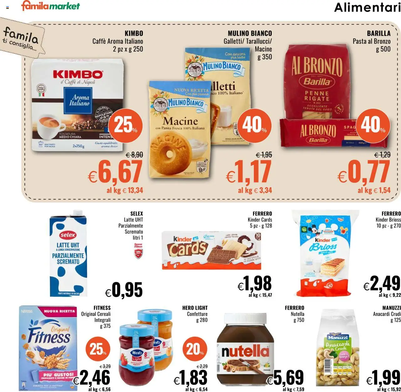 Volantino Famila del 18.09.2025 | Pagina: 10 | Prodotti: Panna, Anacardi, Nutella, Sugo