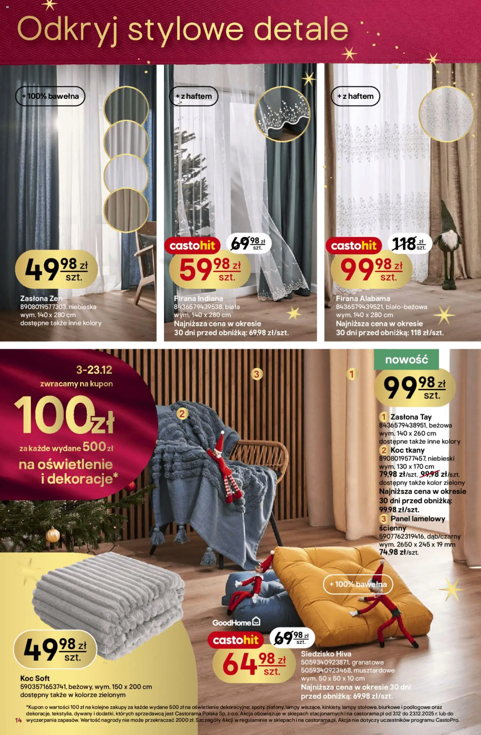 Castorama Gazetka od 03.12.2025 | Strona: 14 | Produkty: Koc, Dywany