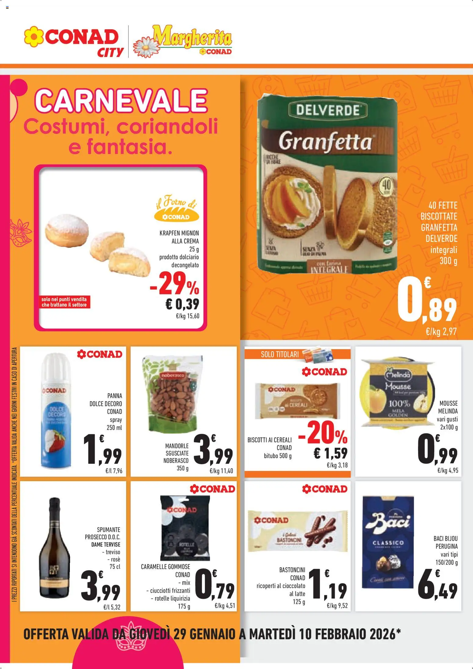 Volantino Conad del 29.01.2026 | Pagina: 8 | Prodotti: Cereali, Panna, Mandorle, Forno