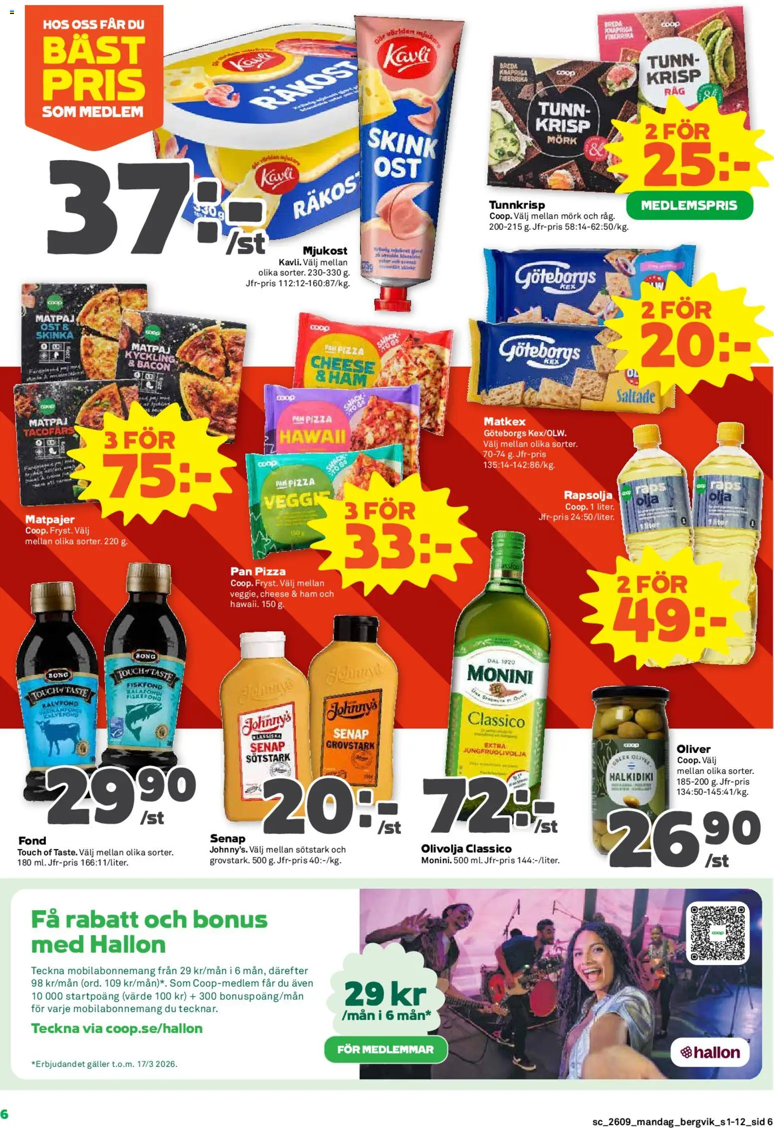 Stora Coop reklamblad aktuell från 23.02.2026 | Sida: 6 | Produkter: Oliver, Senap, Fond, Mjukost