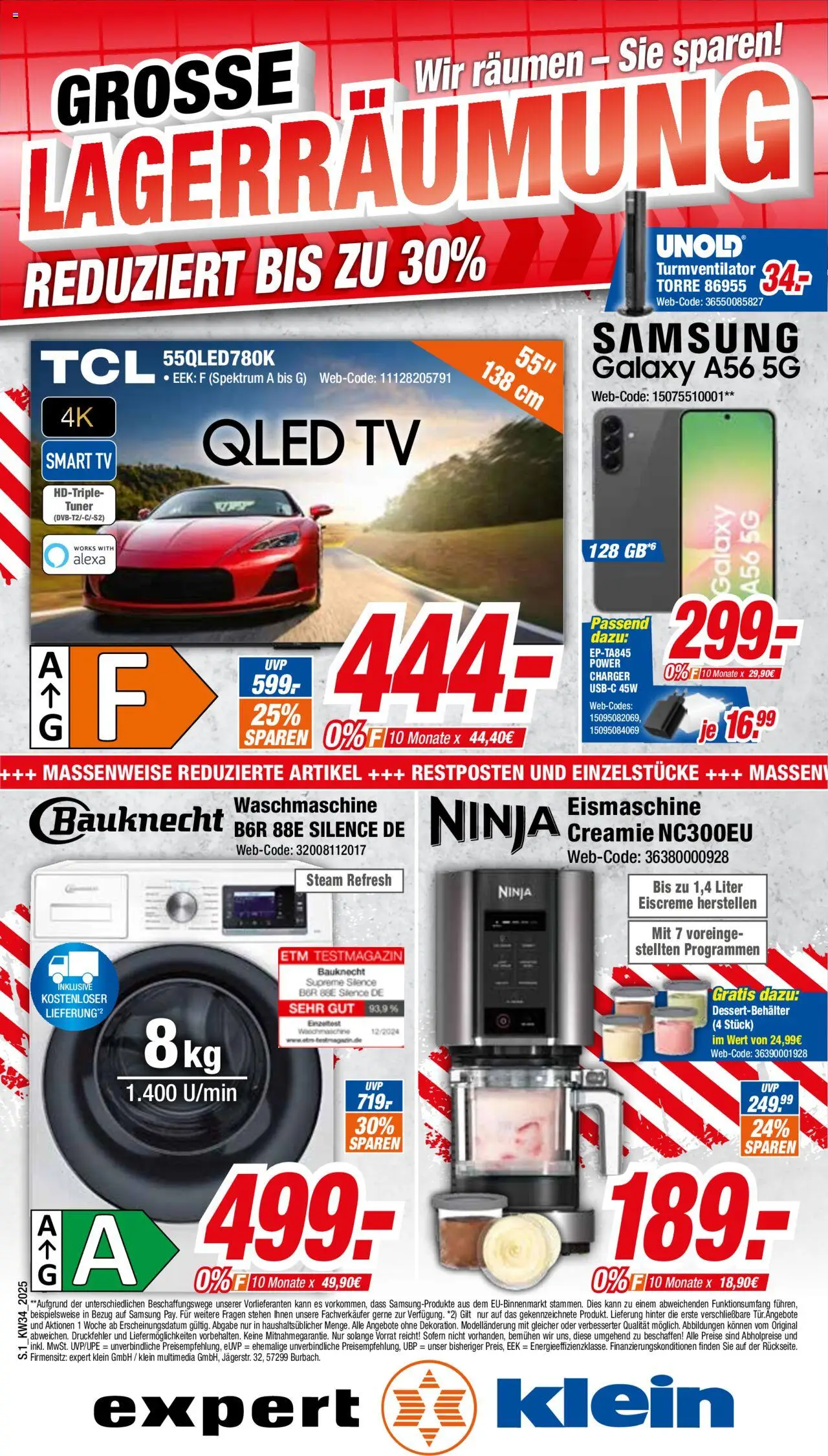 Expert Prospekt 	 - gültig ab dem 18.08.2025 | Seite: 1 | Produkte: Waschmaschine, Smart TV, Turmventilator, TV