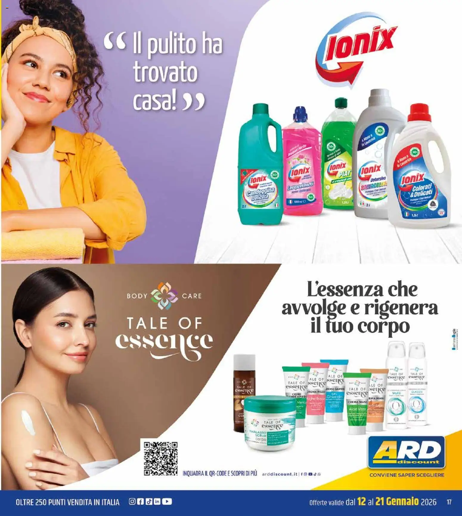 Volantino ARD Discount del 12.01.2026 | Pagina: 17 | Prodotti: Crema, Scrub, Candeggina, Talco