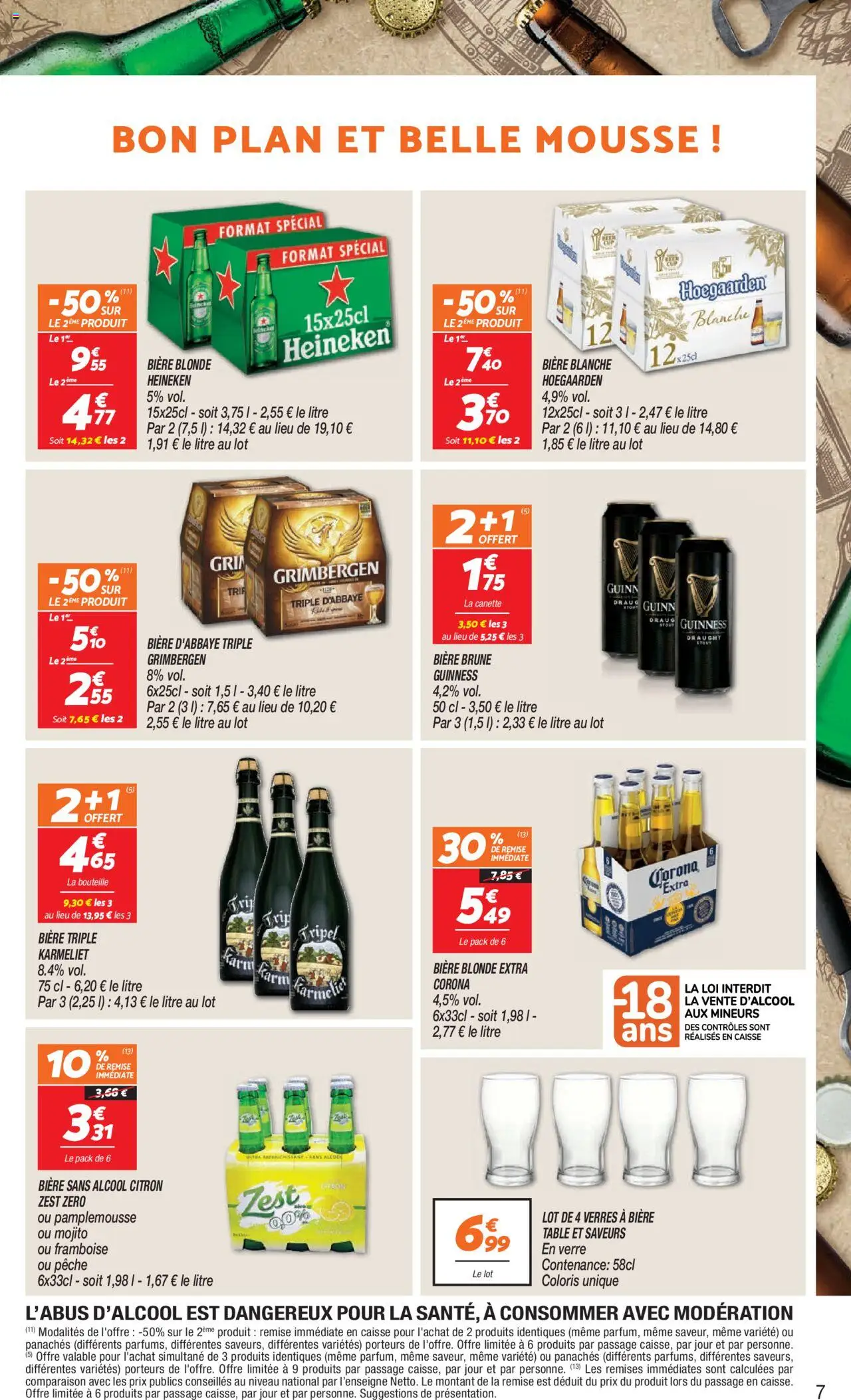  | Page: 7 | Produits: Biere brune Guinness, Mousse, Bière blonde Heineken, Bière