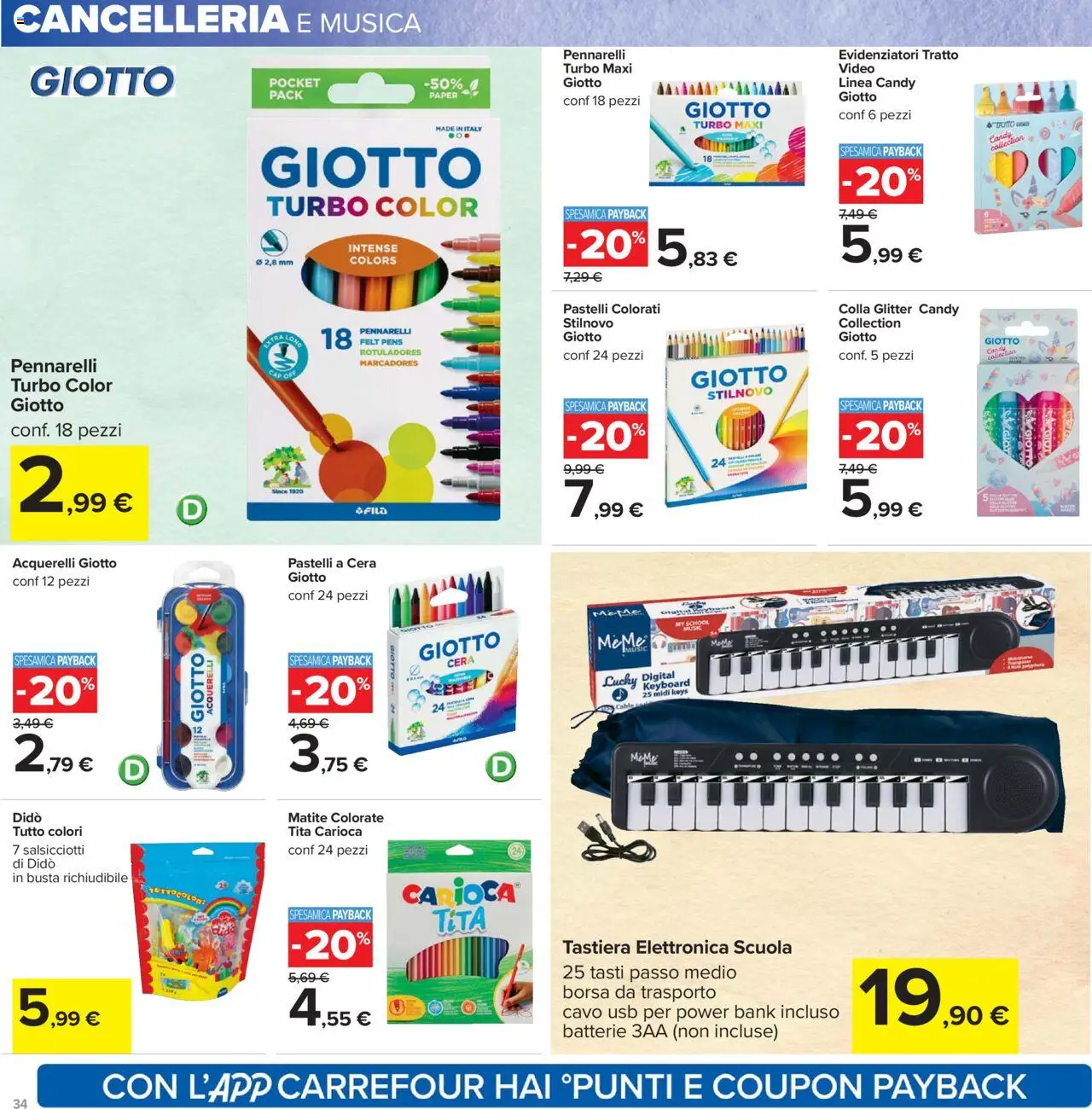 Volantino Carrefour del 05.09.2025 | Pagina: 34 | Prodotti: Video, Cavo, Matite colorate, Pennarelli