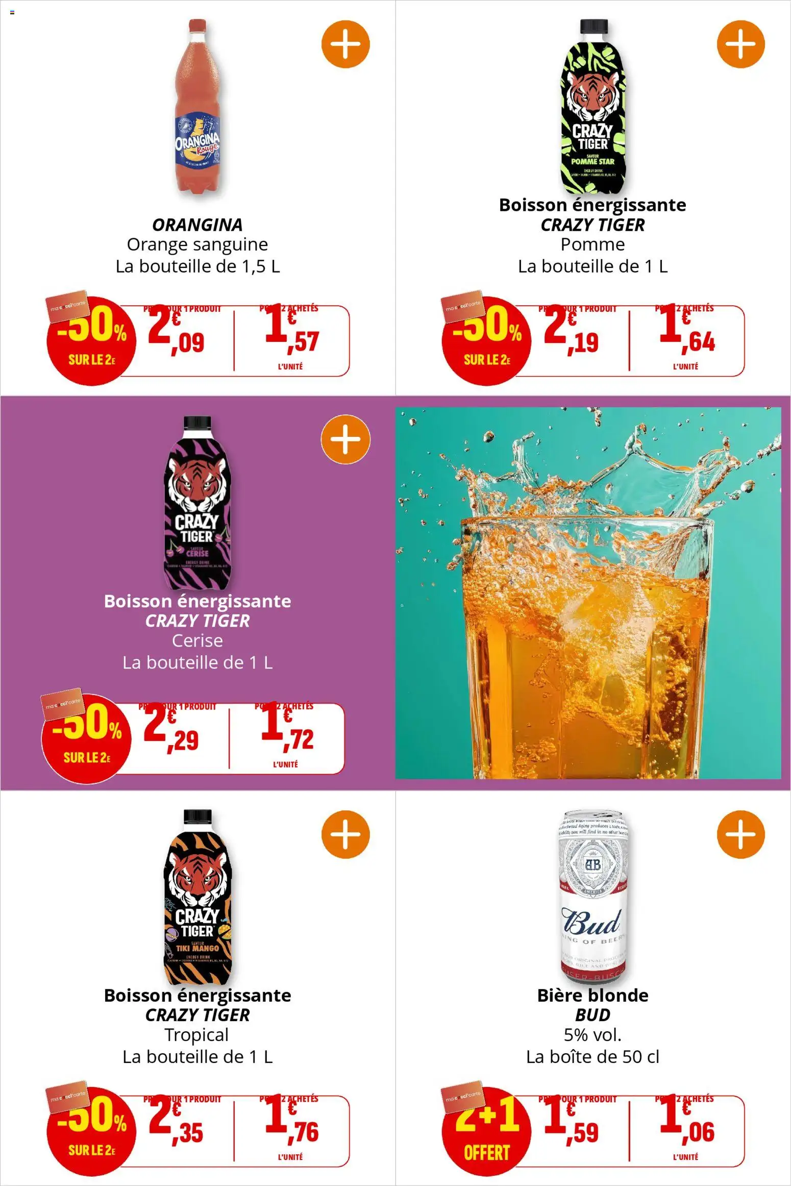 {H1} | Page: 28 | Produits: Orange, Bière blonde, Crazy Tiger, Bière