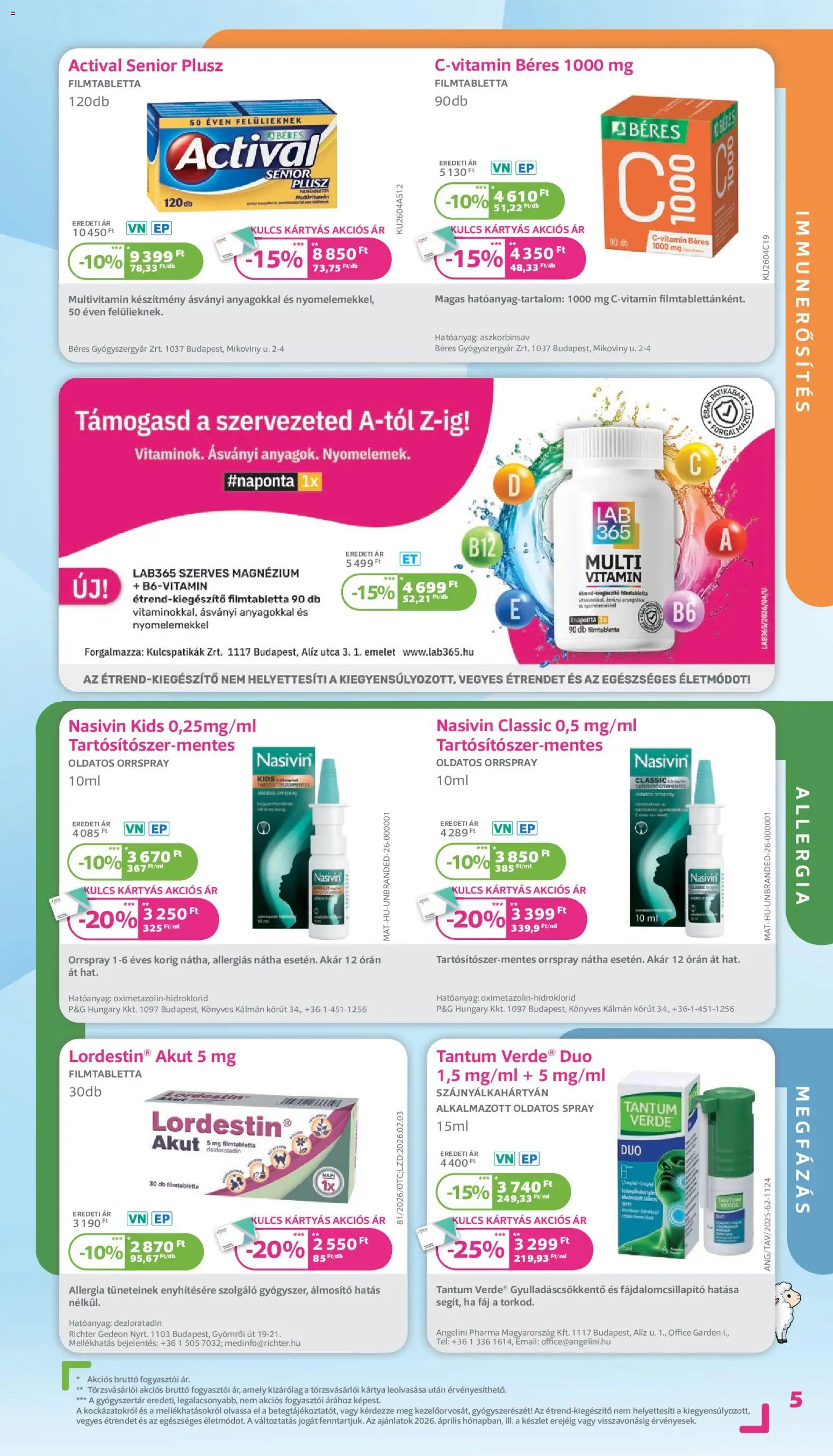 Kulcs Patika akciós ujság - amely érvényes a következő dátumtól: 01.04.2026 | Oldal: 5 | Termékek: Multivitamin, Só