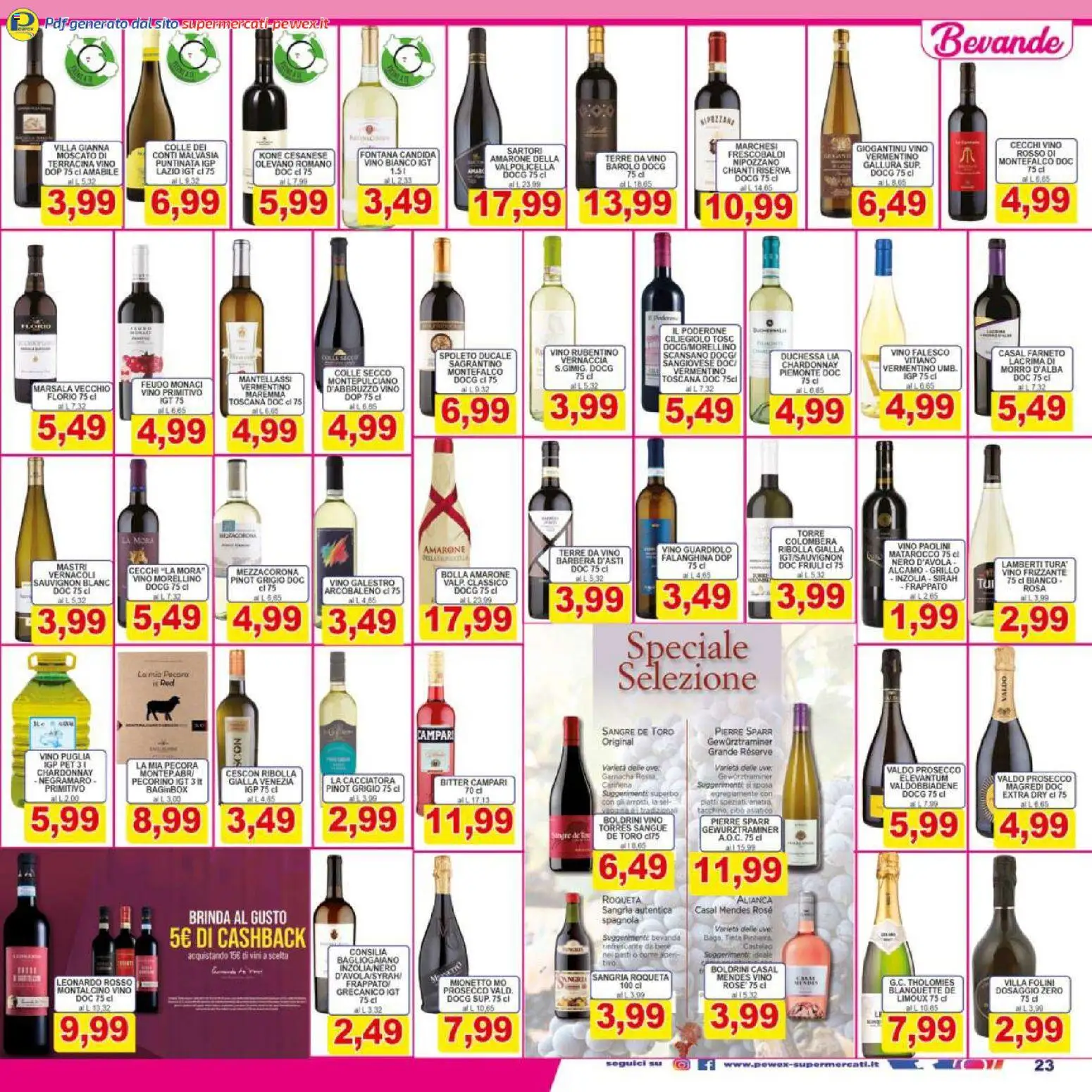 Volantino Pewex del 17.03.2026 | Pagina: 23 | Prodotti: Prosecco, Vino, Pecorino, Vino bianco