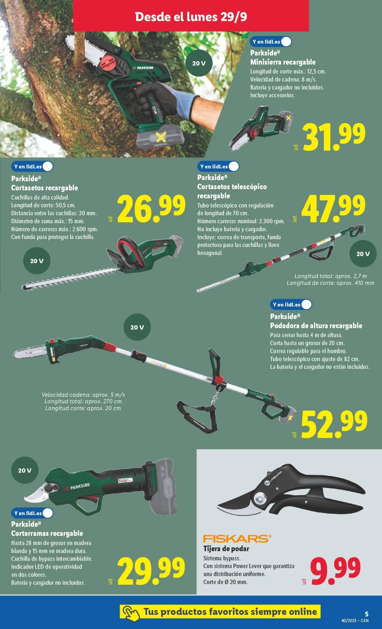 Lidl - Canarias │ válido desde el 29.09.2025 | Página: 5 | Productos: Cortasetos, Funda, Batería
