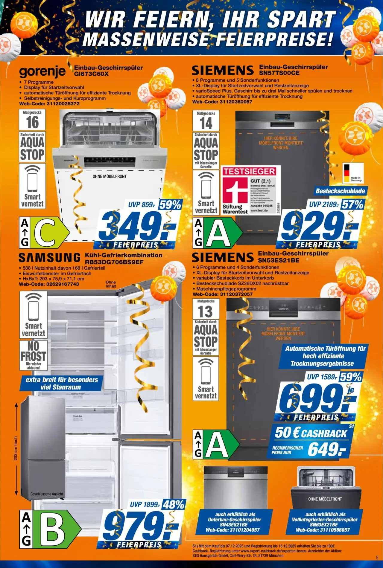 Expert Prospekt 	 – gültig ab 10.10.2025 | Seite: 5 | Produkte: Siemens, Gorenje, Samsung, Kühlgefrierkombination