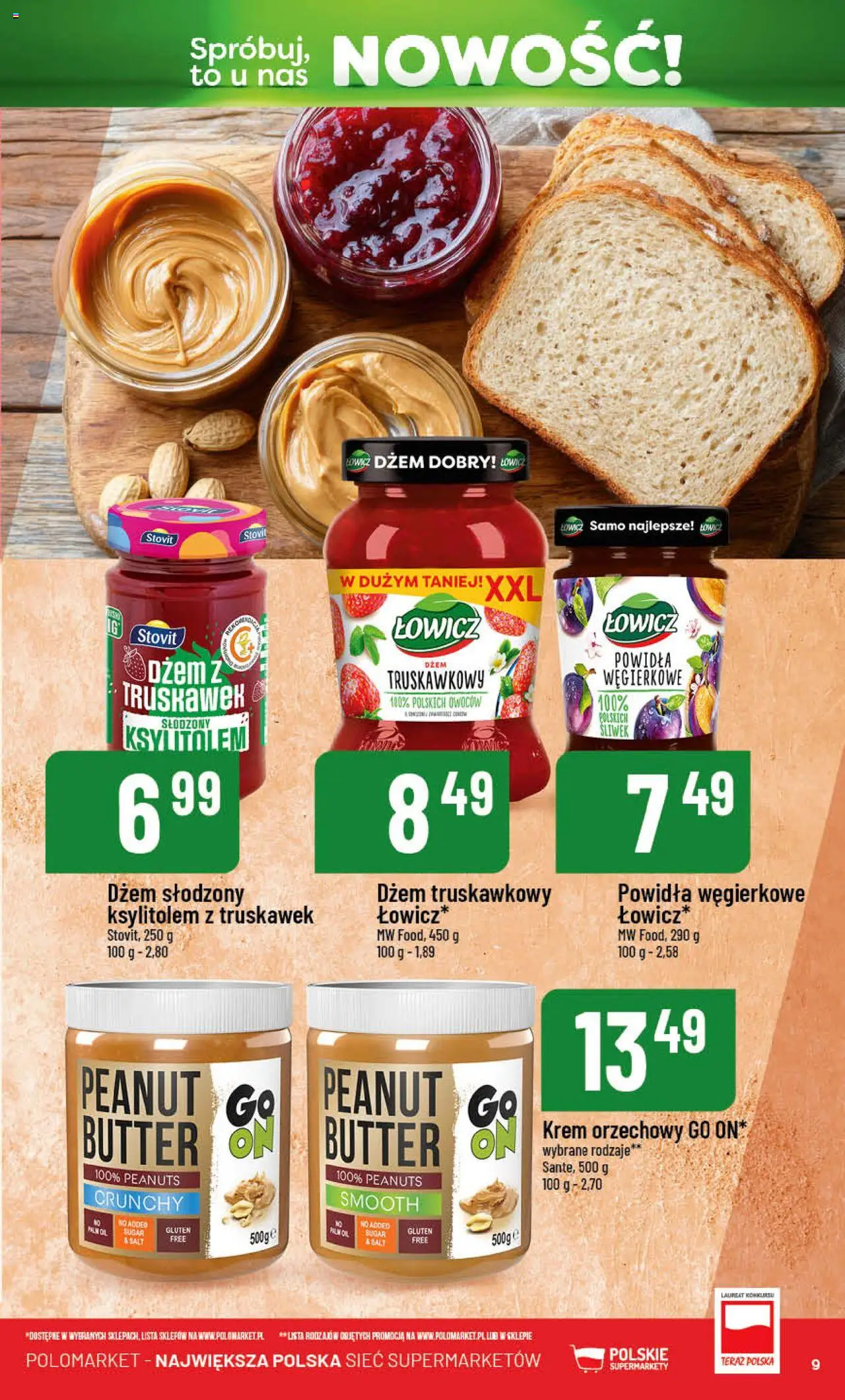 POLOmarket Gazetka - Nowości od 14.08.2025 | Strona: 9 | Produkty: Krem orzechowy, Dżem, Powidła, Krem