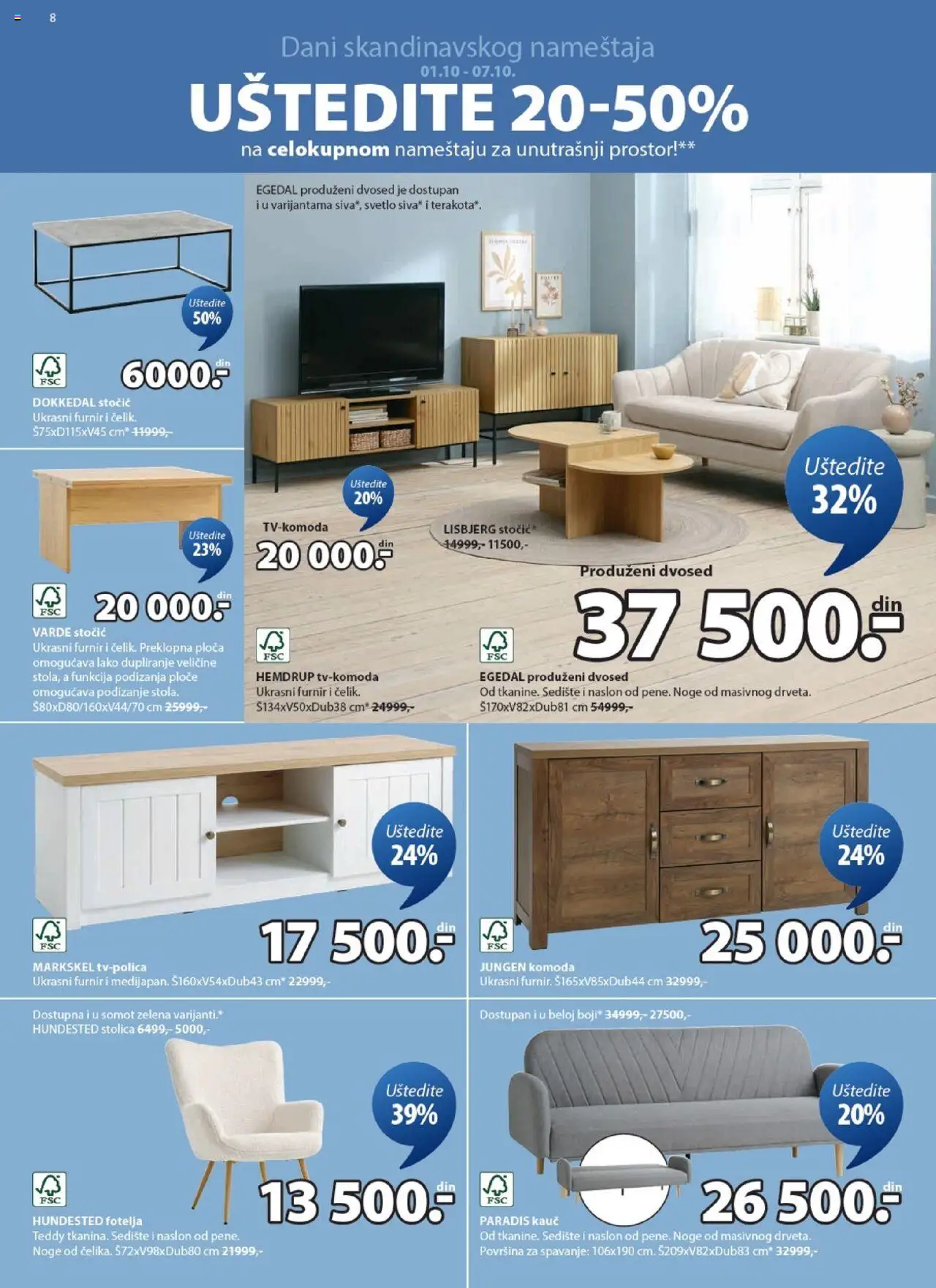 Jysk katalog - važi od 01.10.2025 | Strana: 8 | Proizvode: Komoda, Fotelja, Kauč, Dvosed