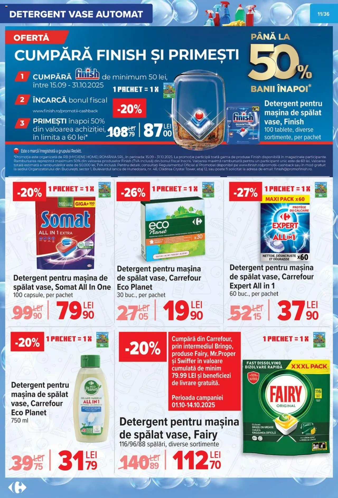 Noul catalog Carrefour – valabil de la 01.10.2025 | Pagină: 12 | Produse: Mașină De Spălat, Detergent, Detergent pentru mașina de spălat