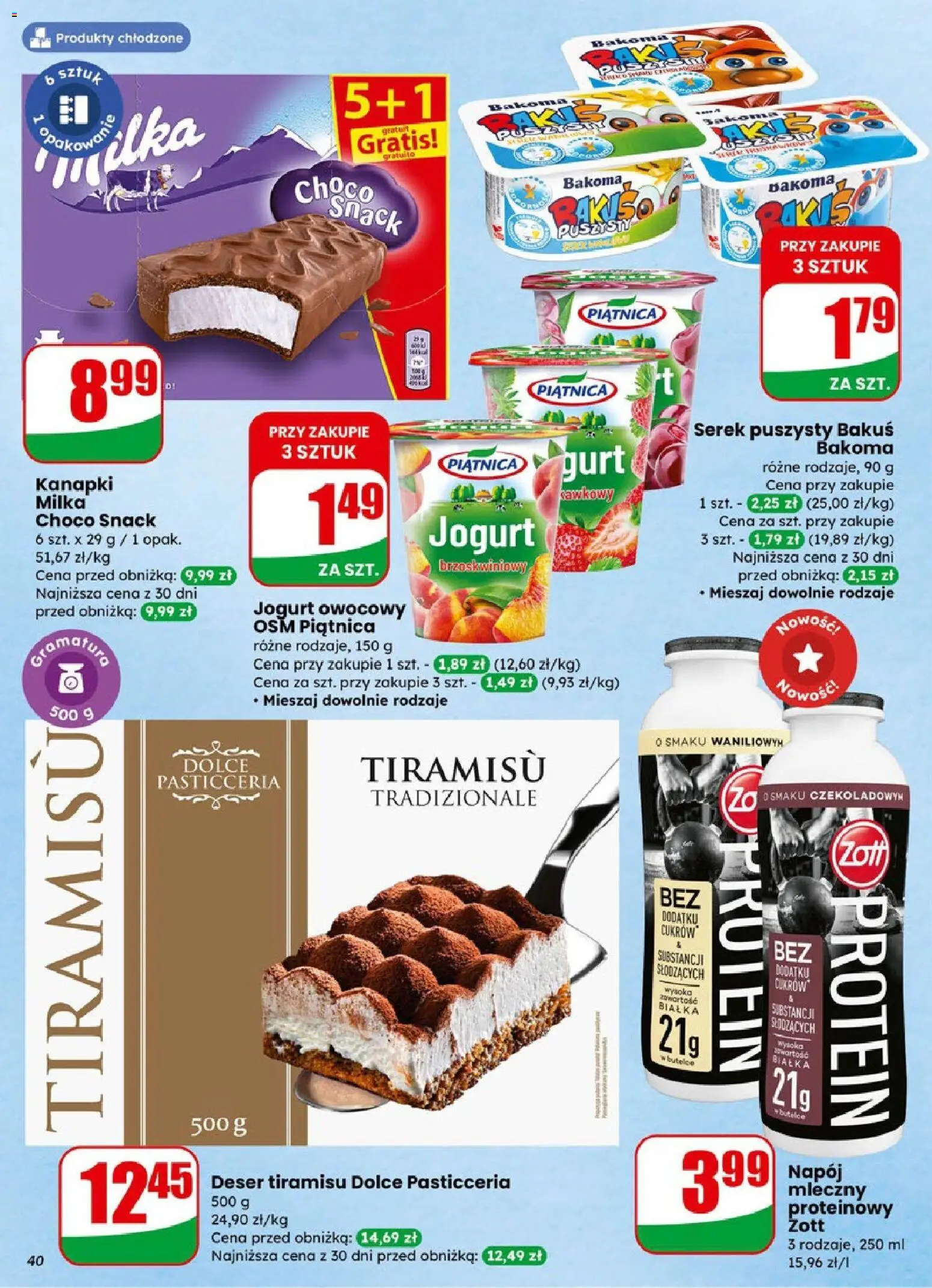 Dino Gazetka od 21.01.2026 | Strona: 40 | Produkty: Serek, Tiramisu, Milka, Jogurt