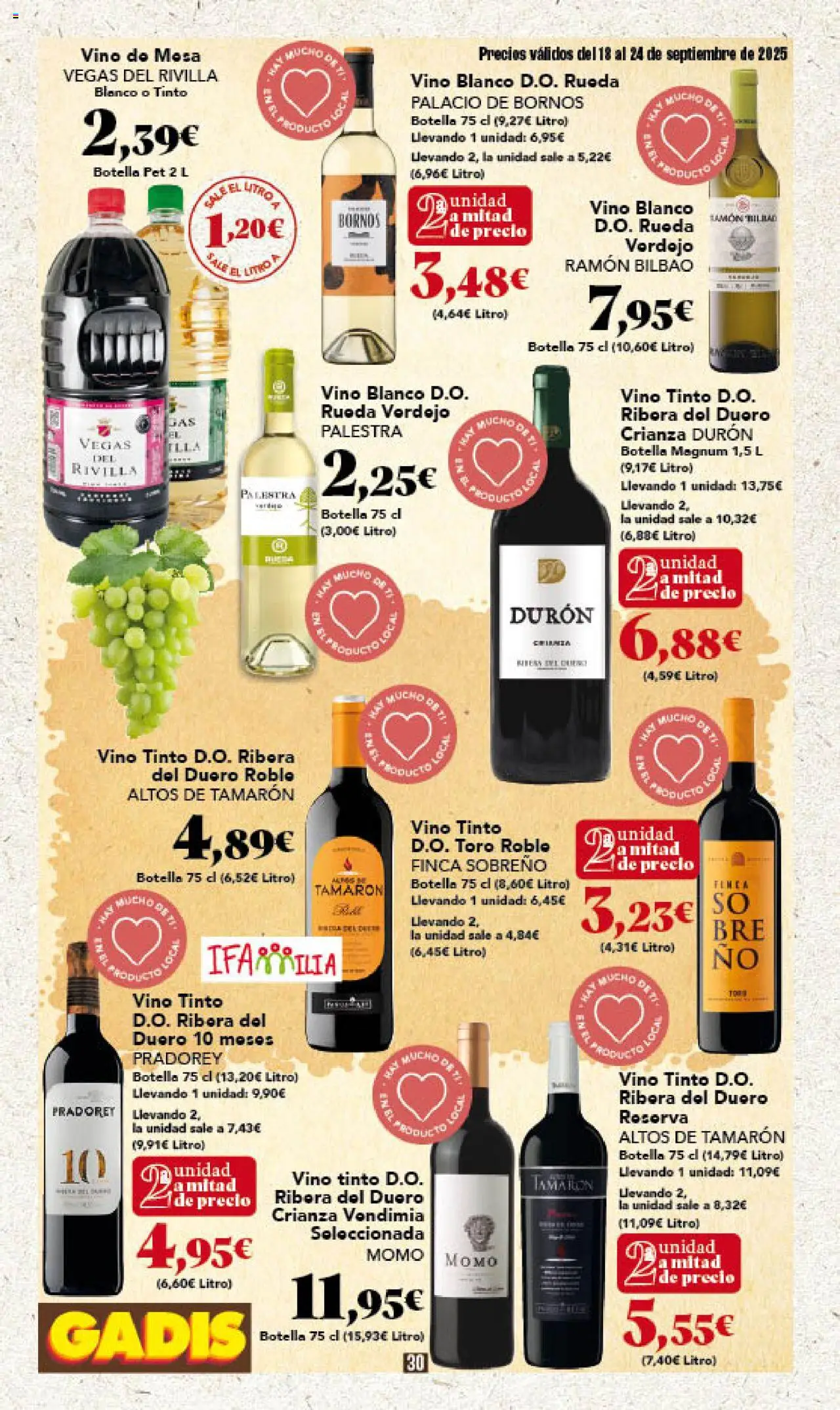 Gadis folleto │ válido desde el 18.09.2025 | Página: 30 | Productos: Vino, Mesa