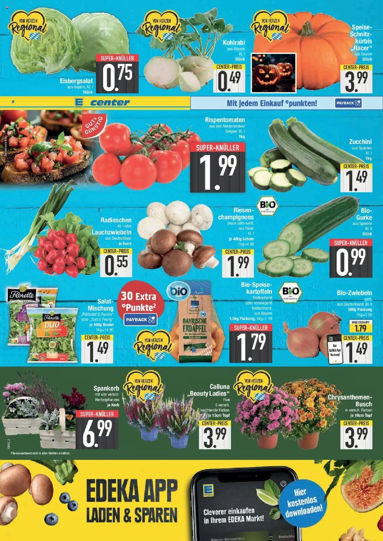 Edeka prospekt Weißenburg	 – gültig ab 13.10.2025 | Seite: 2 | Produkte: Kohlrabi, Champignons, Kartoffeln, Salat