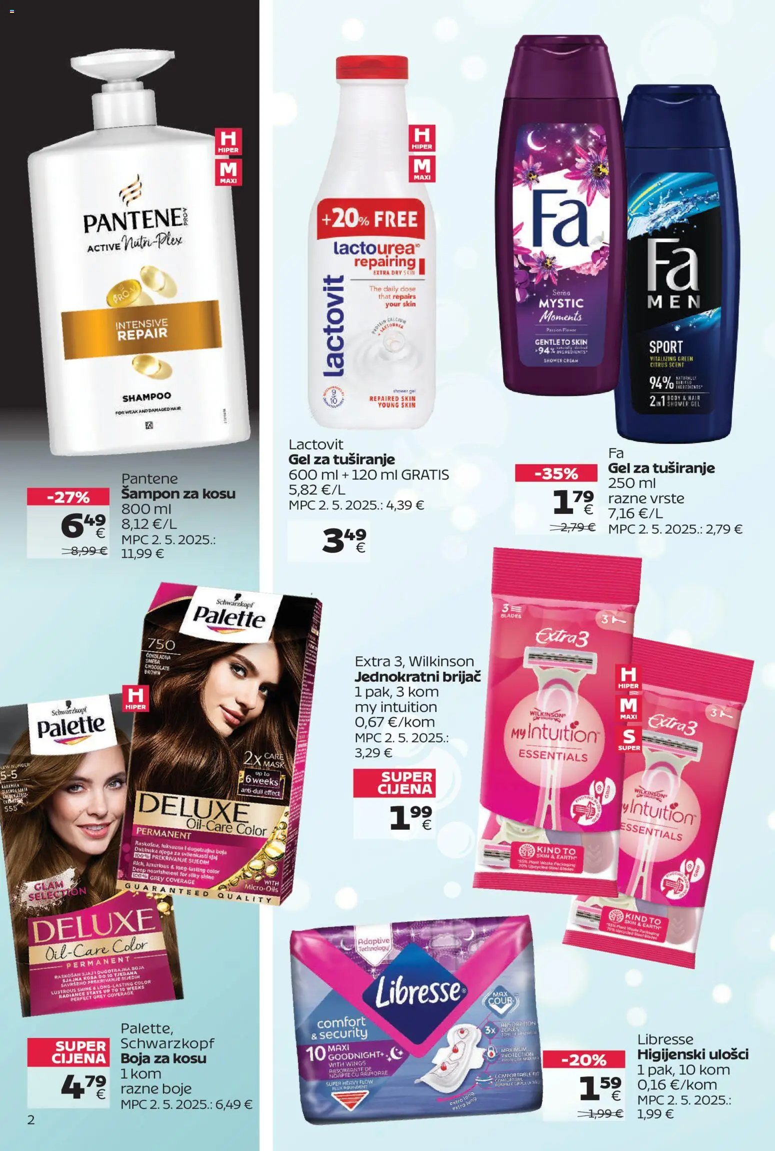 Tommy katalog | vrijedi od 03.11.2025 | Stranica: 2 | Proizvodi: Higijenski ulošci, Šampon, Boja za kosu, Gel za tuširanje