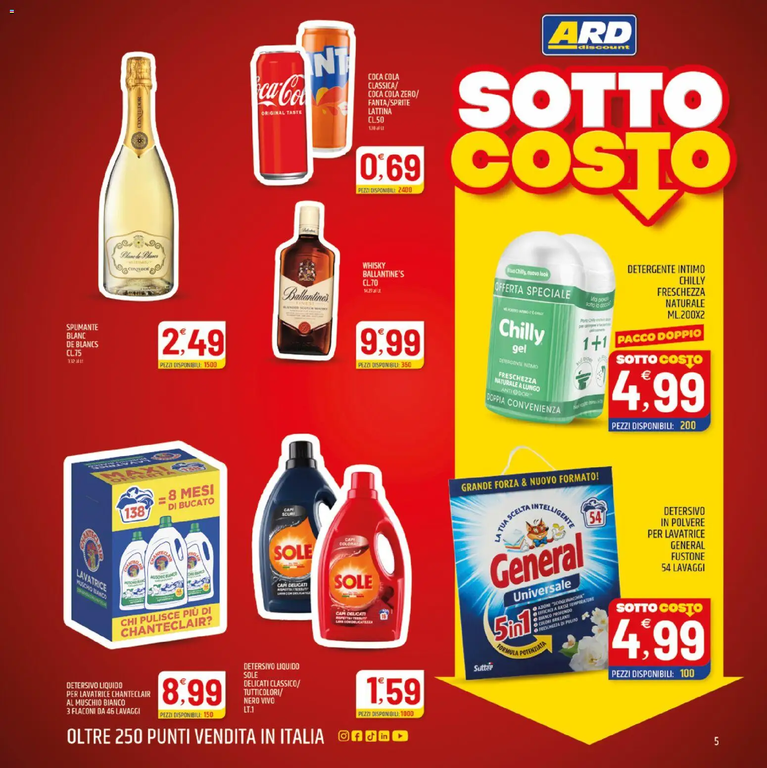 Volantino ARD Discount del 19.03.2026 | Pagina: 5 | Prodotti: Detergente, Intimo, Whisky, Coca Cola