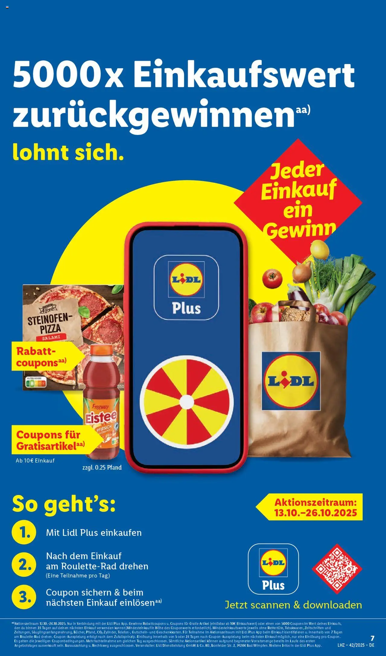 Lidl Prospekt Aarbergen – gültig ab 13.10.2025 | Seite: 13 | Produkte: Bad, Pfirsich, Salami, Pizza
