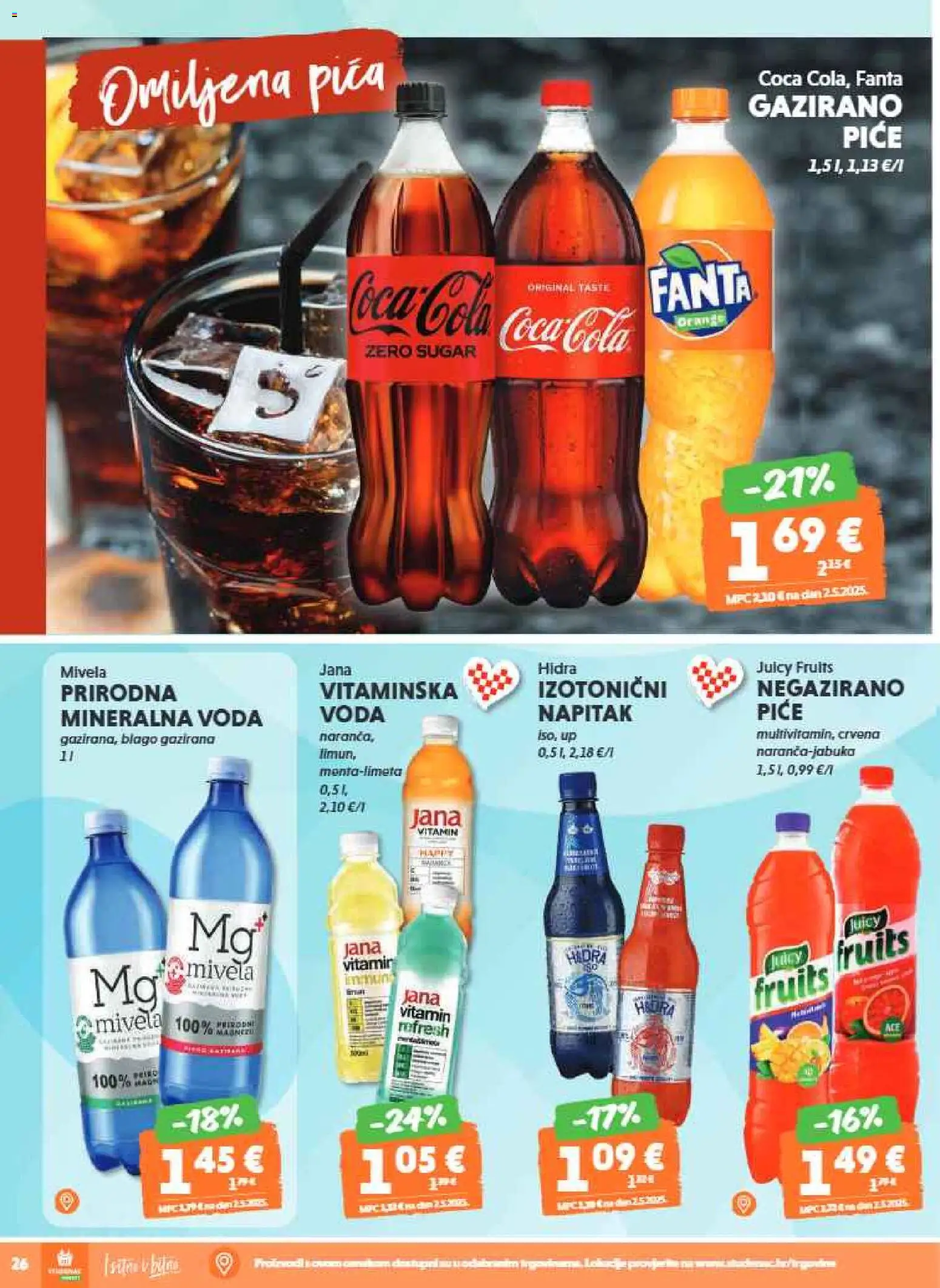 Studenac katalog | vrijedi od 21.01.2026 | Stranica: 26 | Proizvodi: Mineralna voda, Coca cola, Fanta, Voda