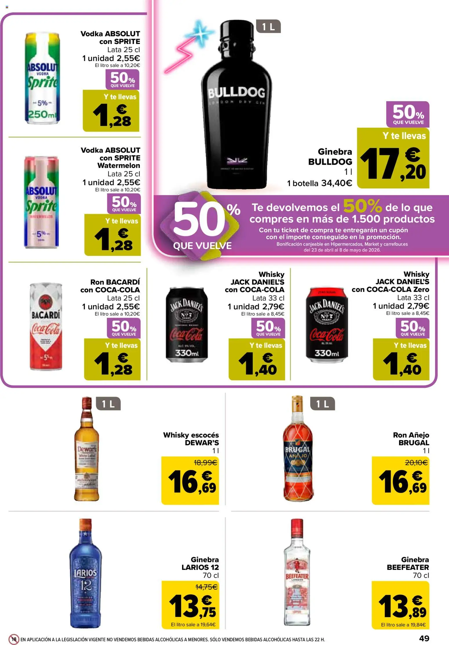 Carrefour folleto │ válido desde el 07.04.2026 | Página: 53 | Productos: Ron, Ginebra, Té, Whisky