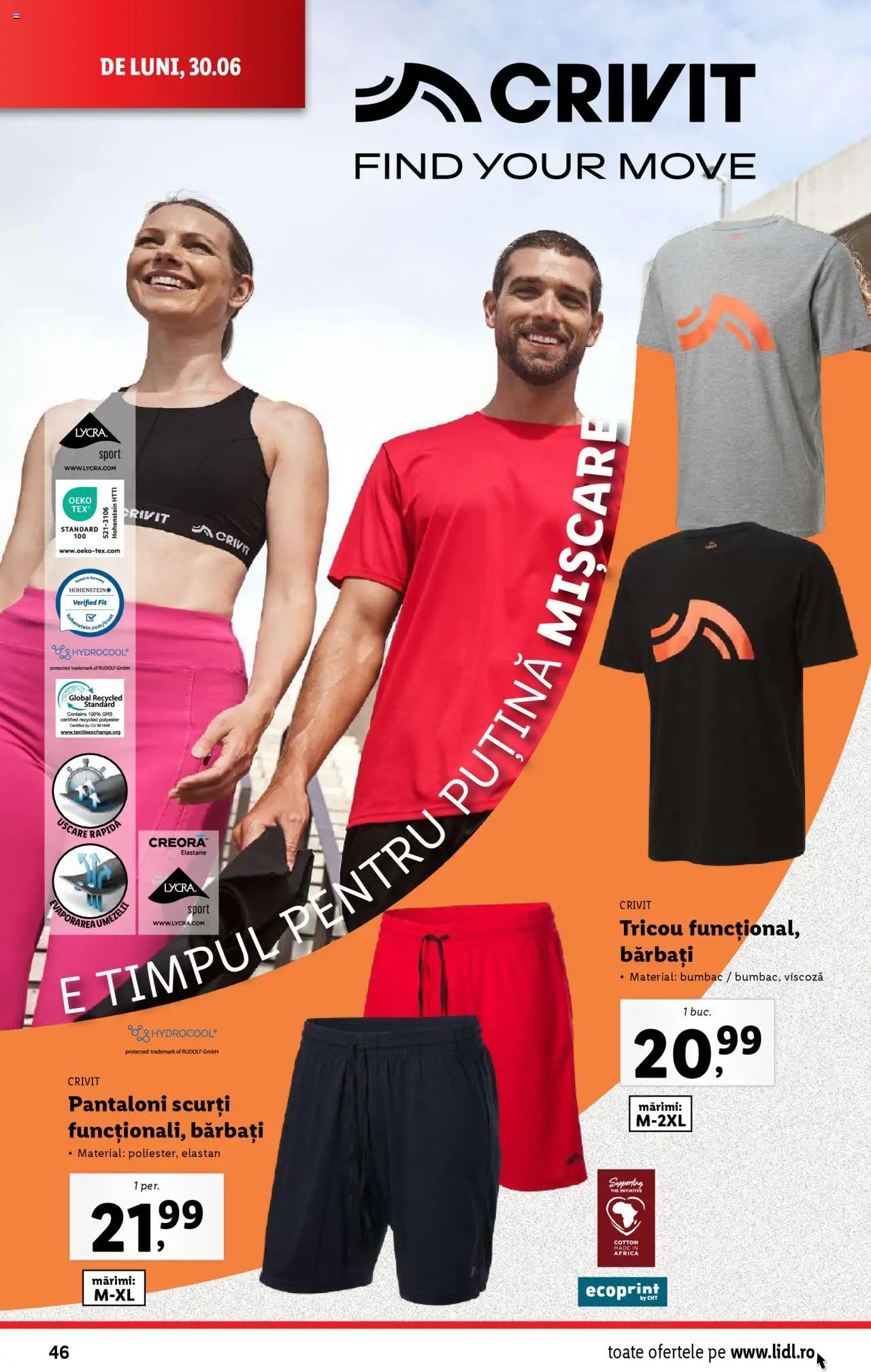 Catalog Lidl – valabil de la 30.06.2025 | Pagină: 46 | Produse: Tricou, Pantaloni, Pantaloni scurți