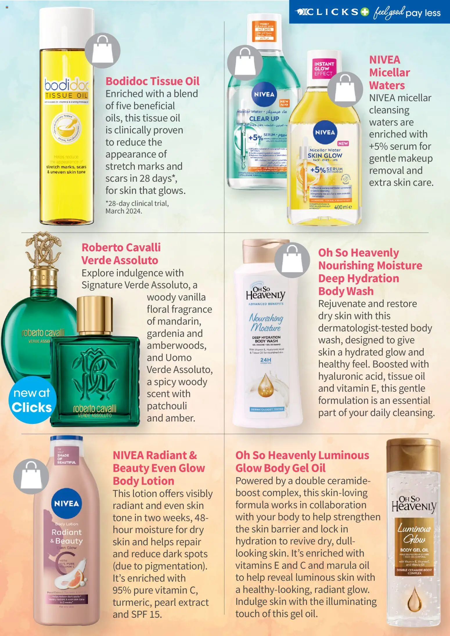 New Clicks catalogue – valid from 01.04.2026 | Page: 63 | Products: Tissue oil, Lock, Fragrance, Water