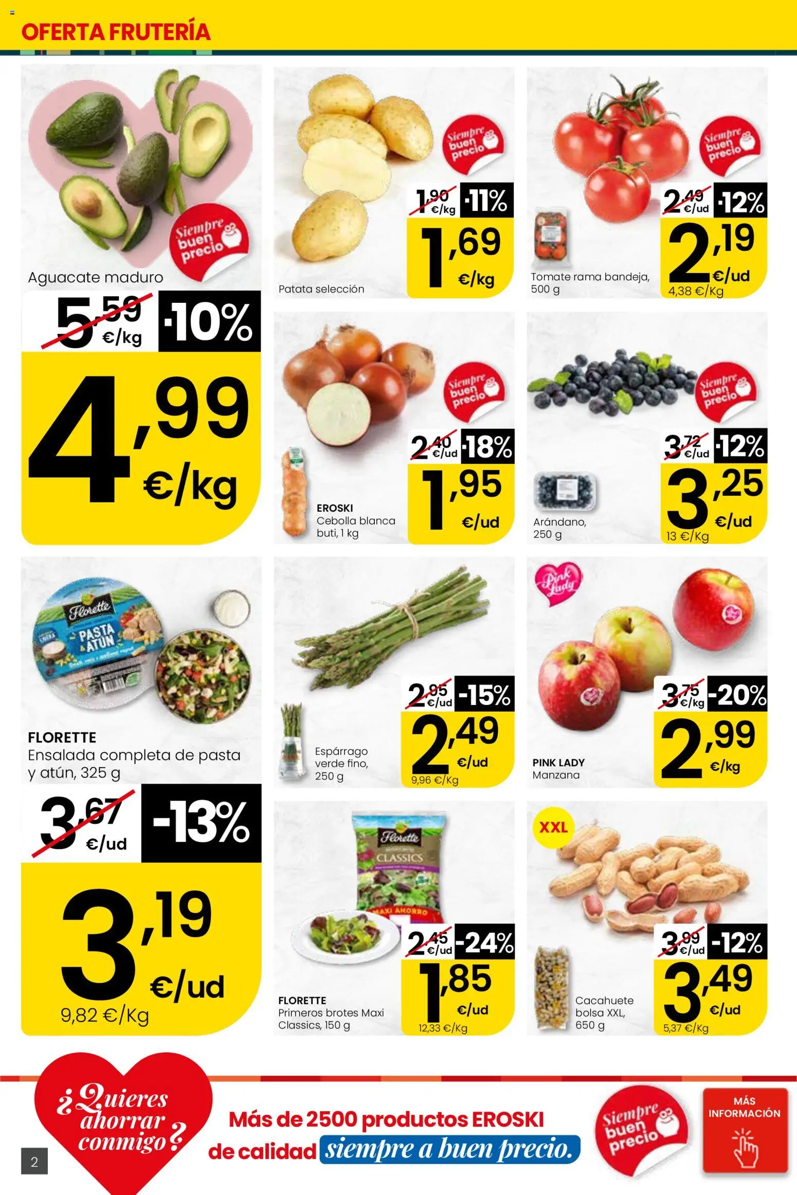 Eroski Quieres ahorrar conmigo Center │ válido desde el 16.04.2026 | Página: 2 | Productos: Pasta, Ensalada, Παγωμένο τσάι, Bolsa
