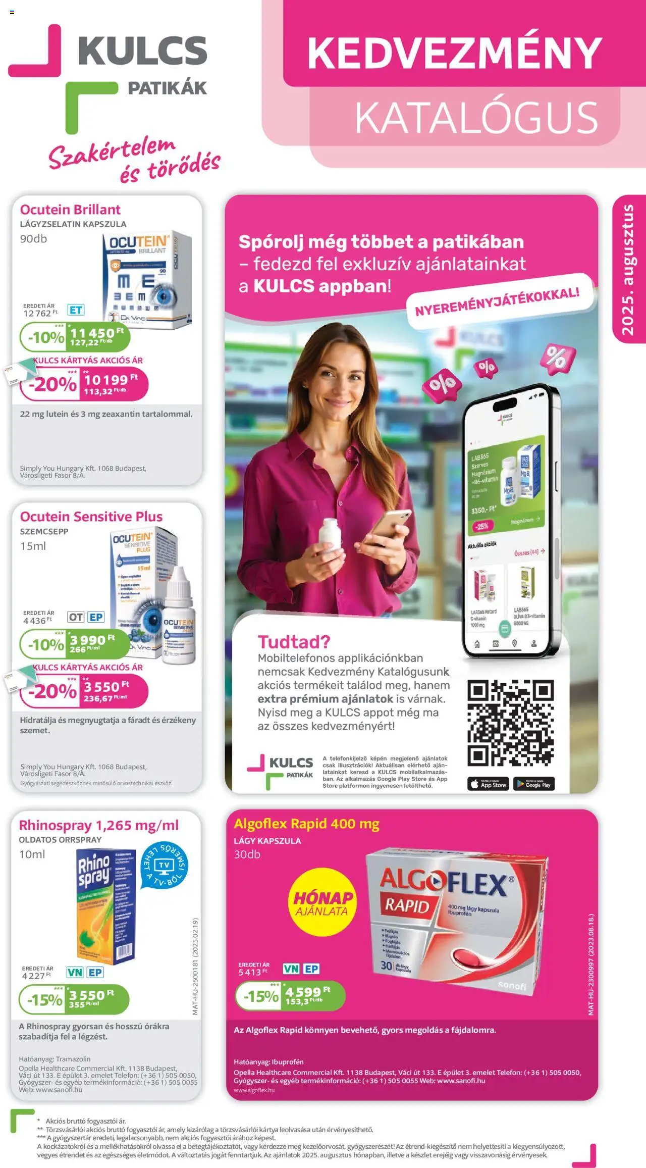 Kulcs Patika akciós ujság - amely érvényes a következő dátumtól: 01.08.2025 | Oldal: 1 | Termékek: TV
