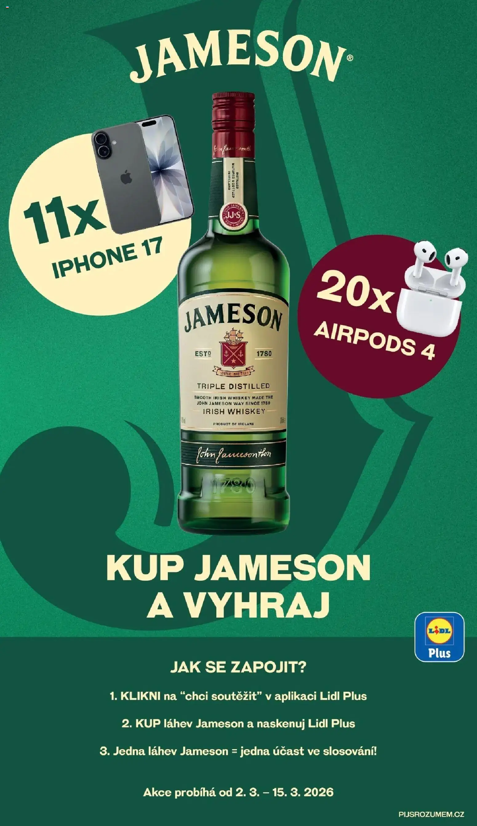 Lidl aktuální leták od 12.03.2026 | Strana: 18 | Produkty: Jameson, Iphone, Airpods, Láhev