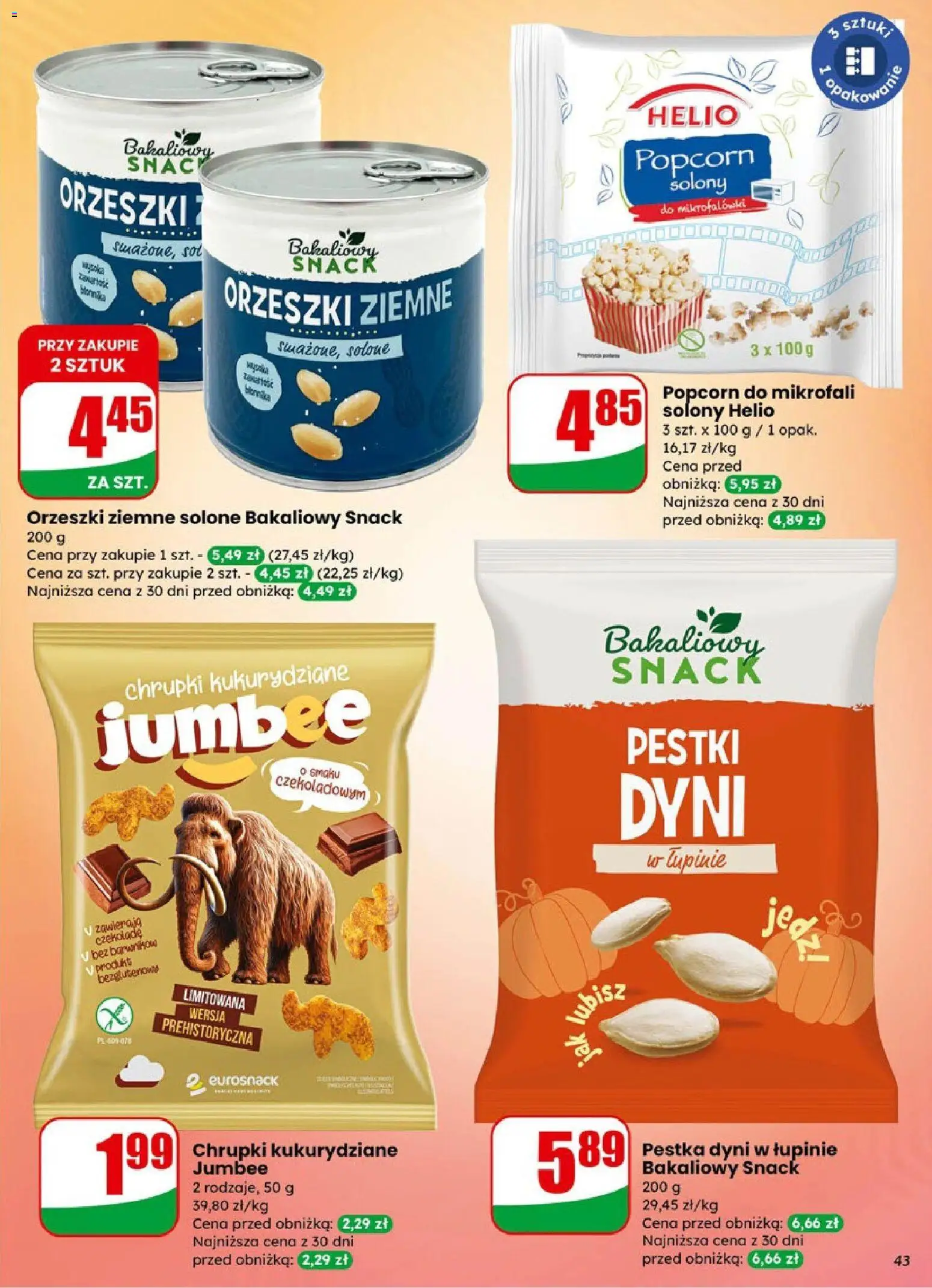 Dino Gazetka od 07.01.2026 | Strona: 43 | Produkty: Chrupki, Orzeszki ziemne, Popcorn, Sól