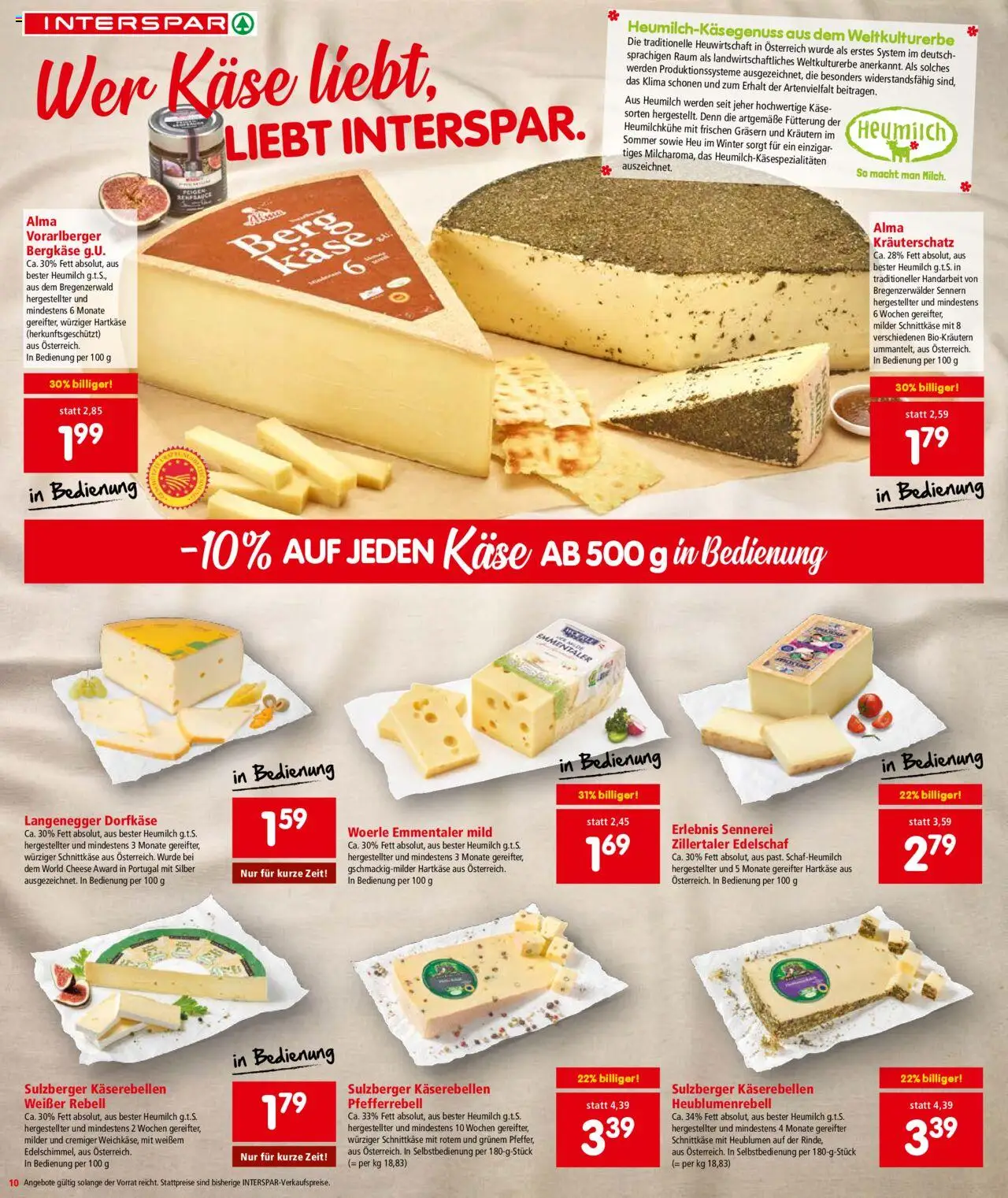 Interspar Flugblatt - Osttirol gültig ab 23.10.2025 | Seite: 10 | Produkte: Käse