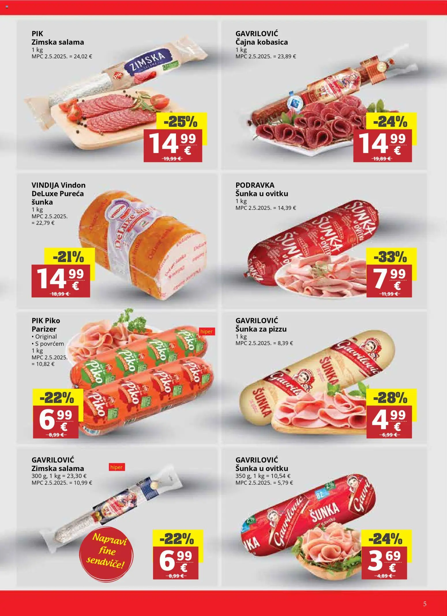 Ribola katalog | vrijedi od 08.04.2026 | Stranica: 5 | Proizvodi: Salama, Šunka, Podravka, Kobasica