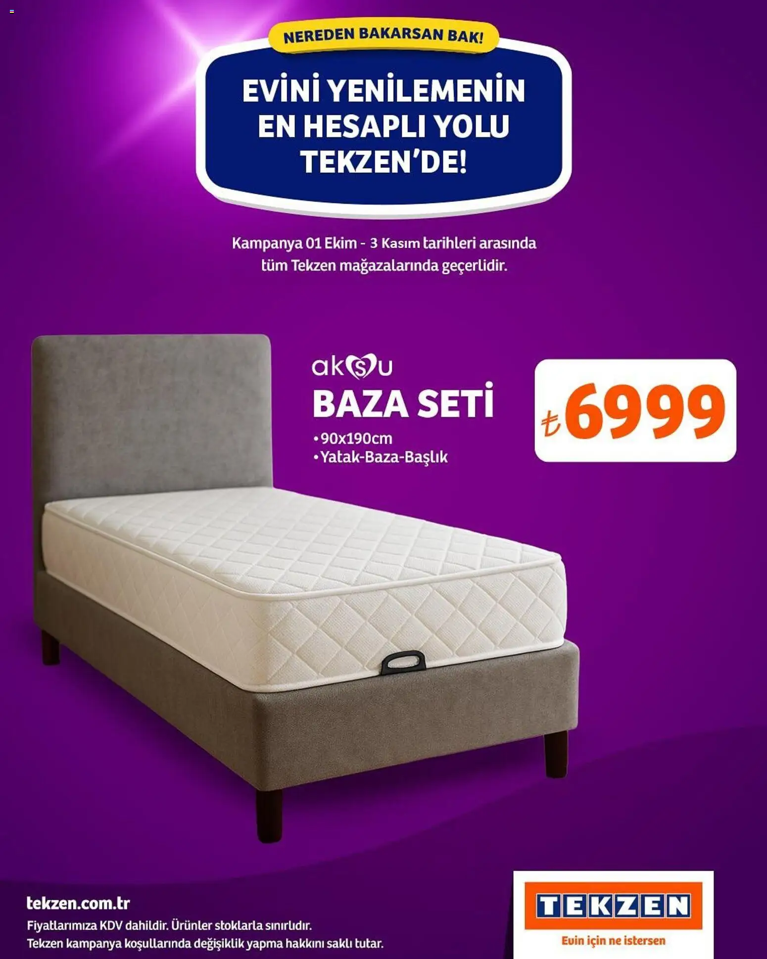 Tekzen Evini Yenilemenin En Hesaplı Yolu Tekzen’de - 01.10.2025 tarihinden itibaren geçerlidir | Sayfa: 1 | Ürünler: Su