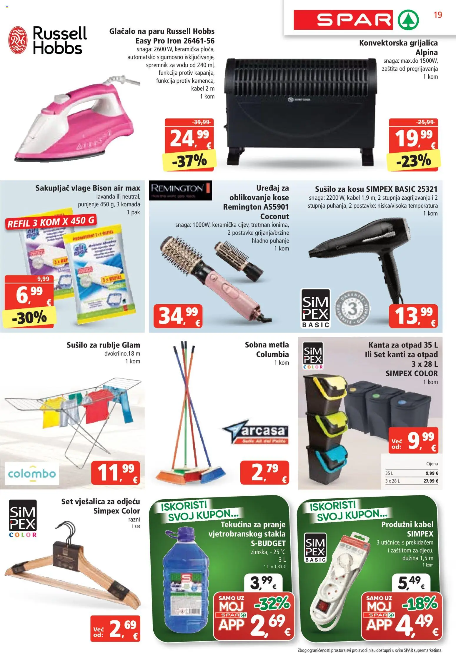 Spar katalog | vrijedi od 29.10.2025 | Stranica: 19 | Proizvodi: Sušilo za kosu, Metla, Sušilo za rublje, Kabel